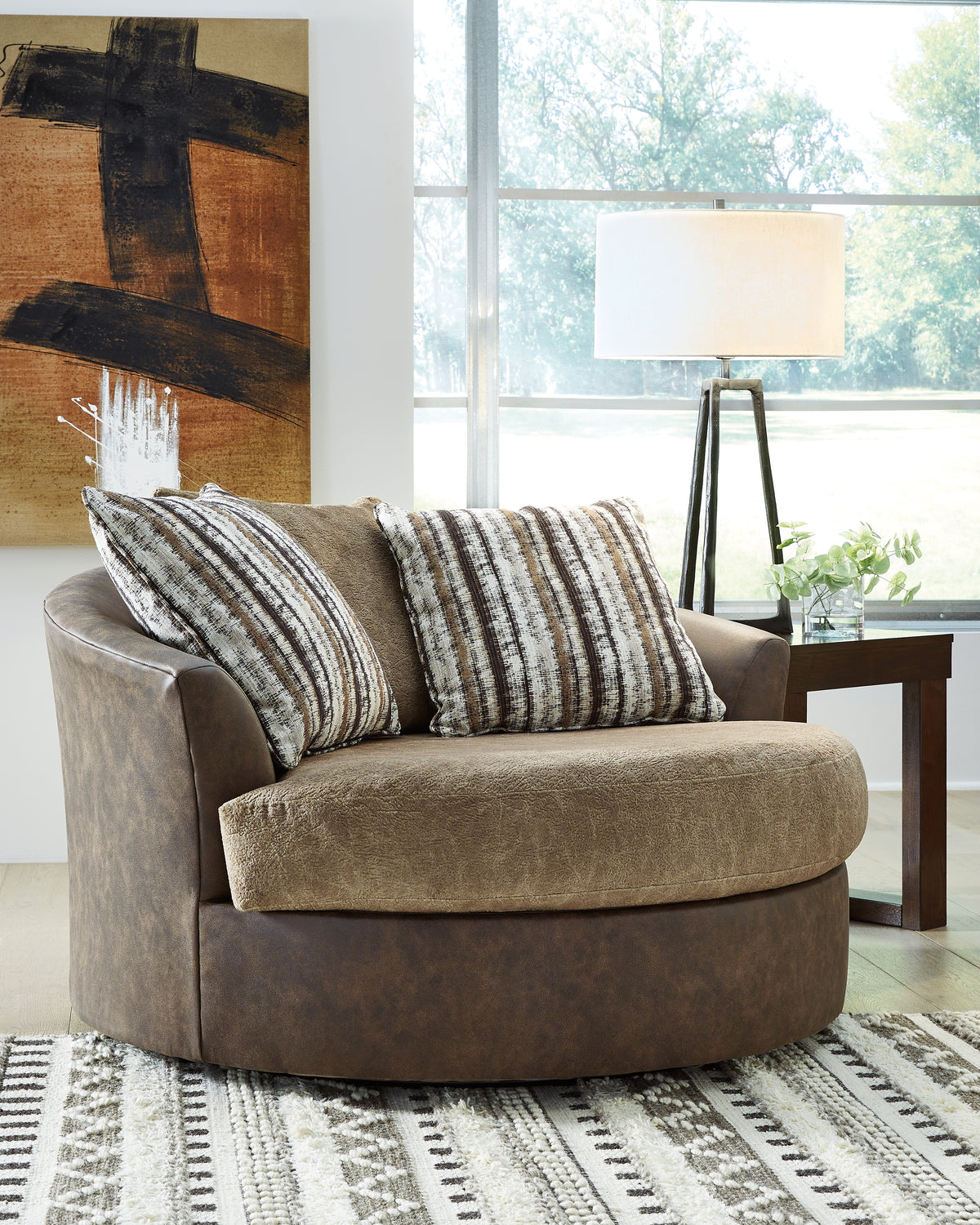 Leasing Furniture - Ashley Furniture - Alesbury Living Room - Loveseat / Chocolate - 1870435