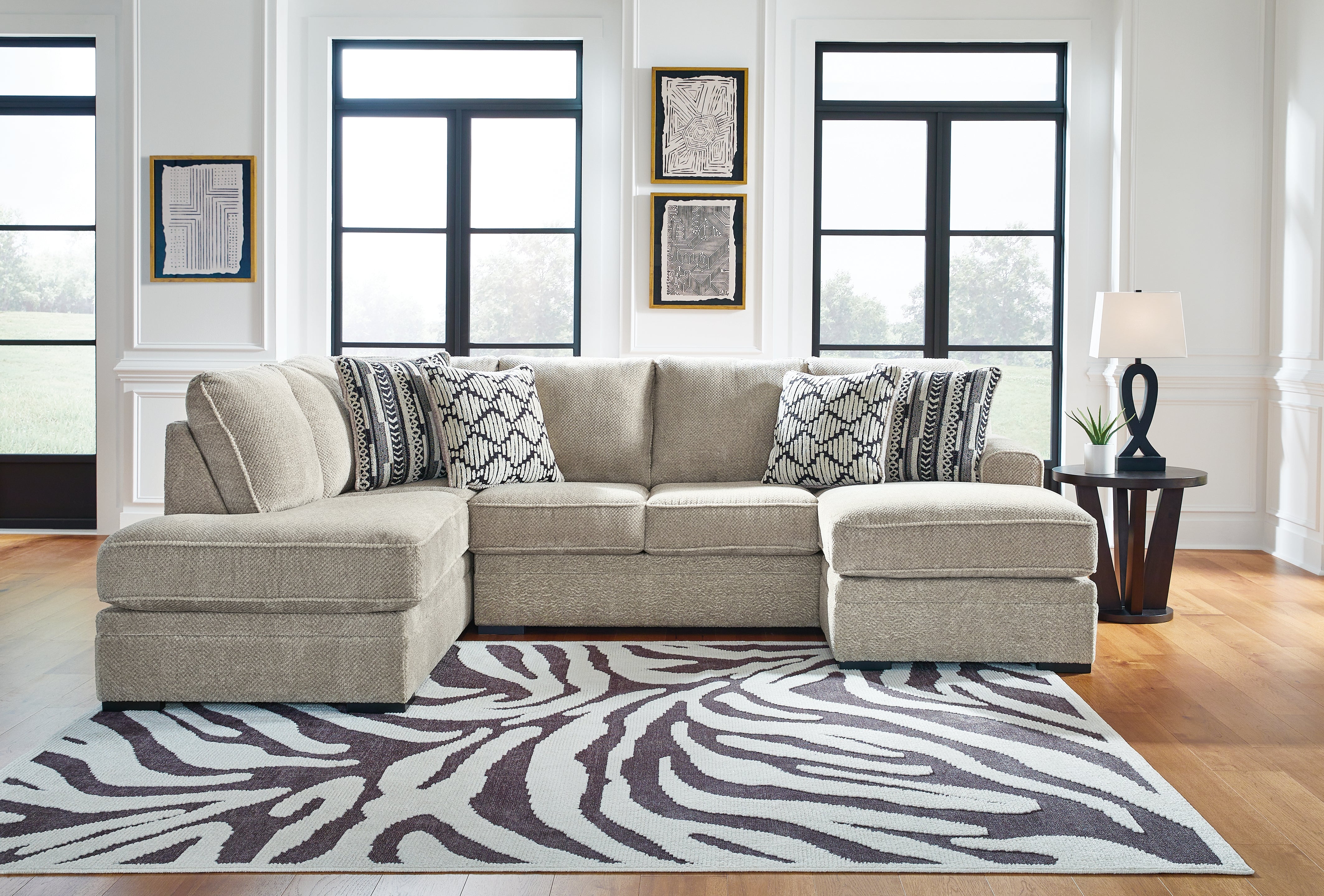 Leasing Furniture - Ashley Furniture - Calnita Sectional - RAF 2-Piece Sectional with Chaise / Sisal - 20502S2