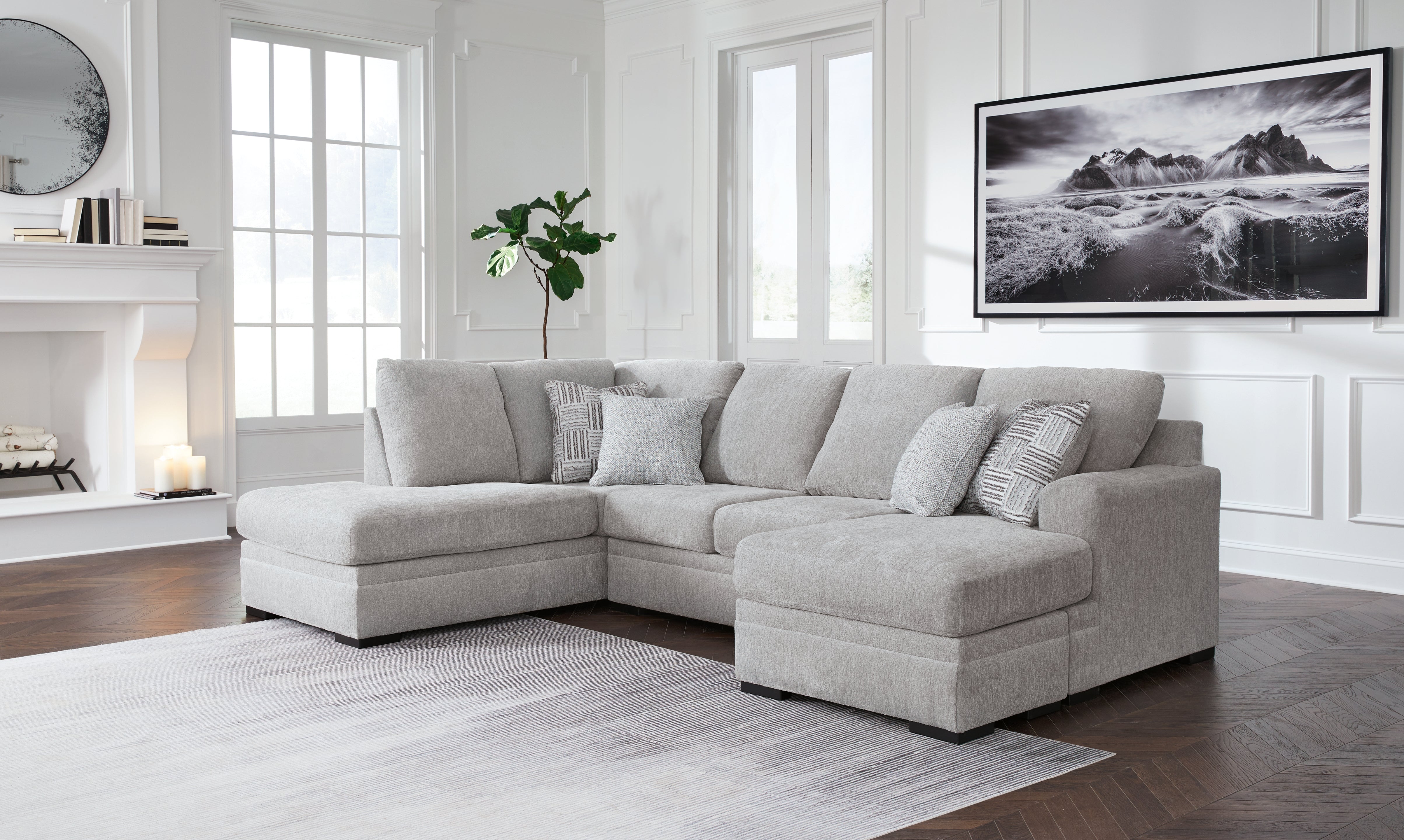 Leasing Furniture - Ashley Furniture - Gabyleigh Sectional - RAF 2-Piece Sectional with Chaise / Nickel - 20904S2