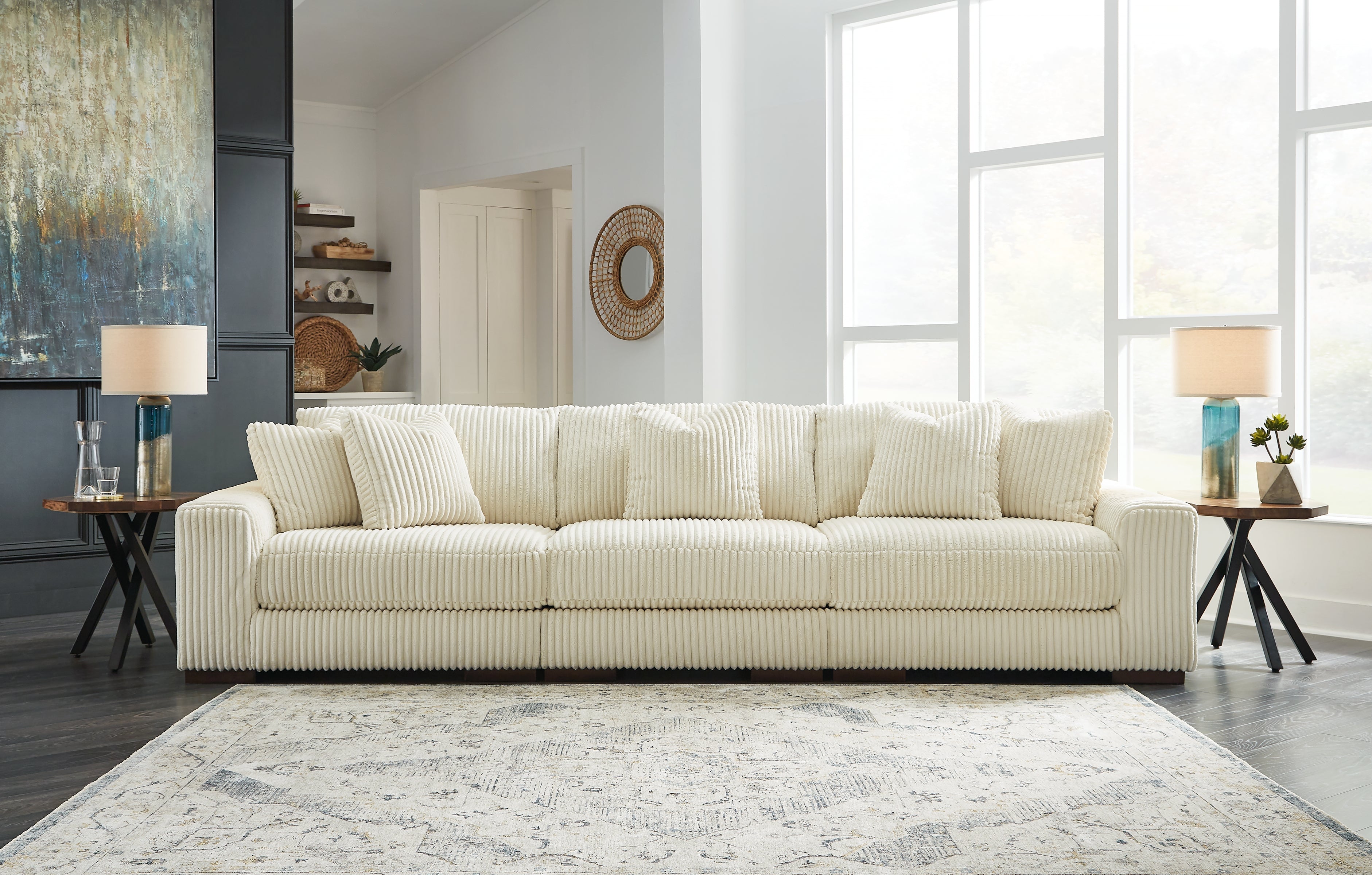 Leasing Furniture - Ashley Furniture - Lindyn Sectional - RAF 3-Piece Sectional Sofa / Ivory - 21104S14