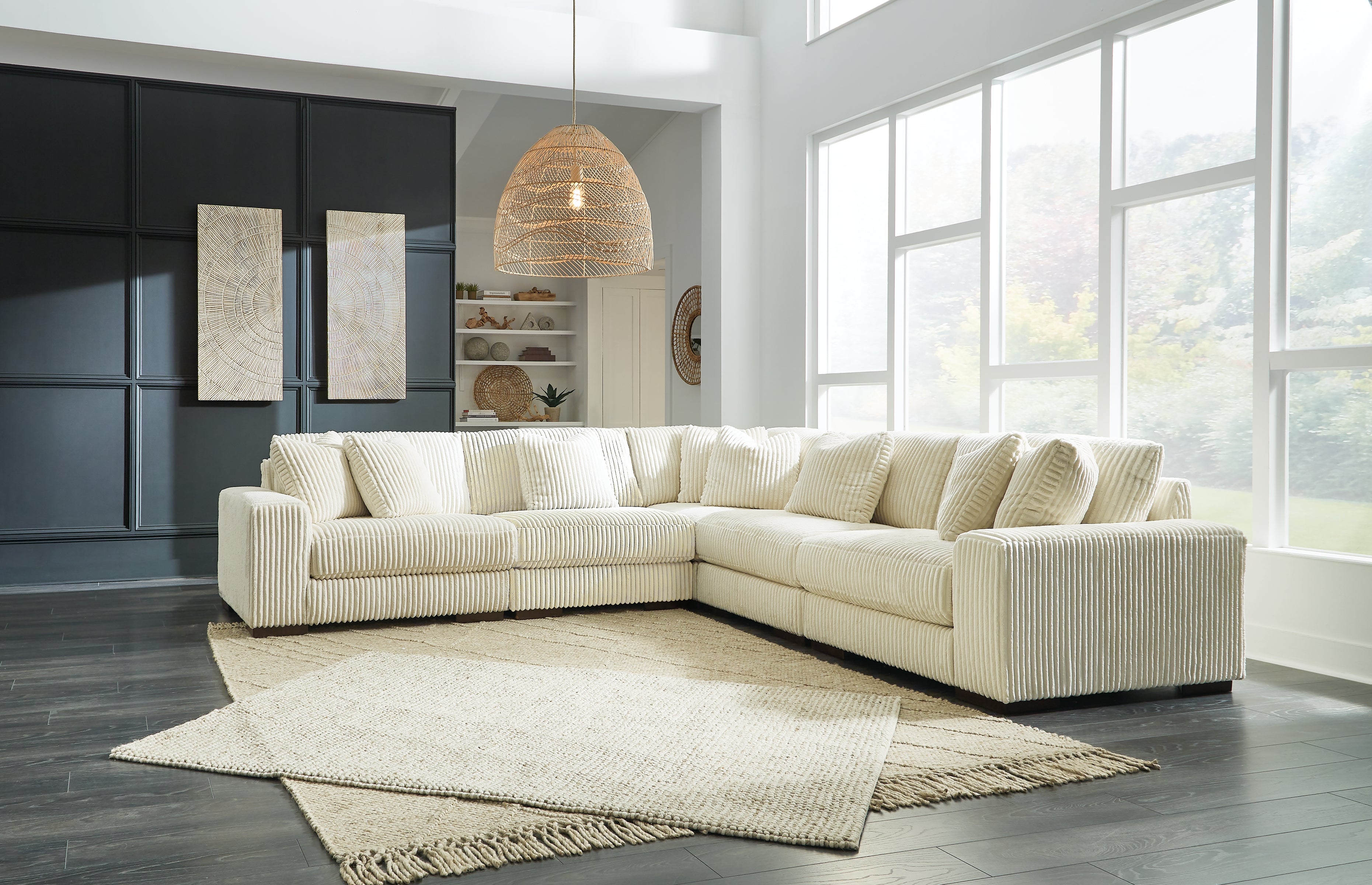Leasing Furniture - Ashley Furniture - Lindyn Sectional - RAF 5-Piece Sectional / Ivory - 21104S5