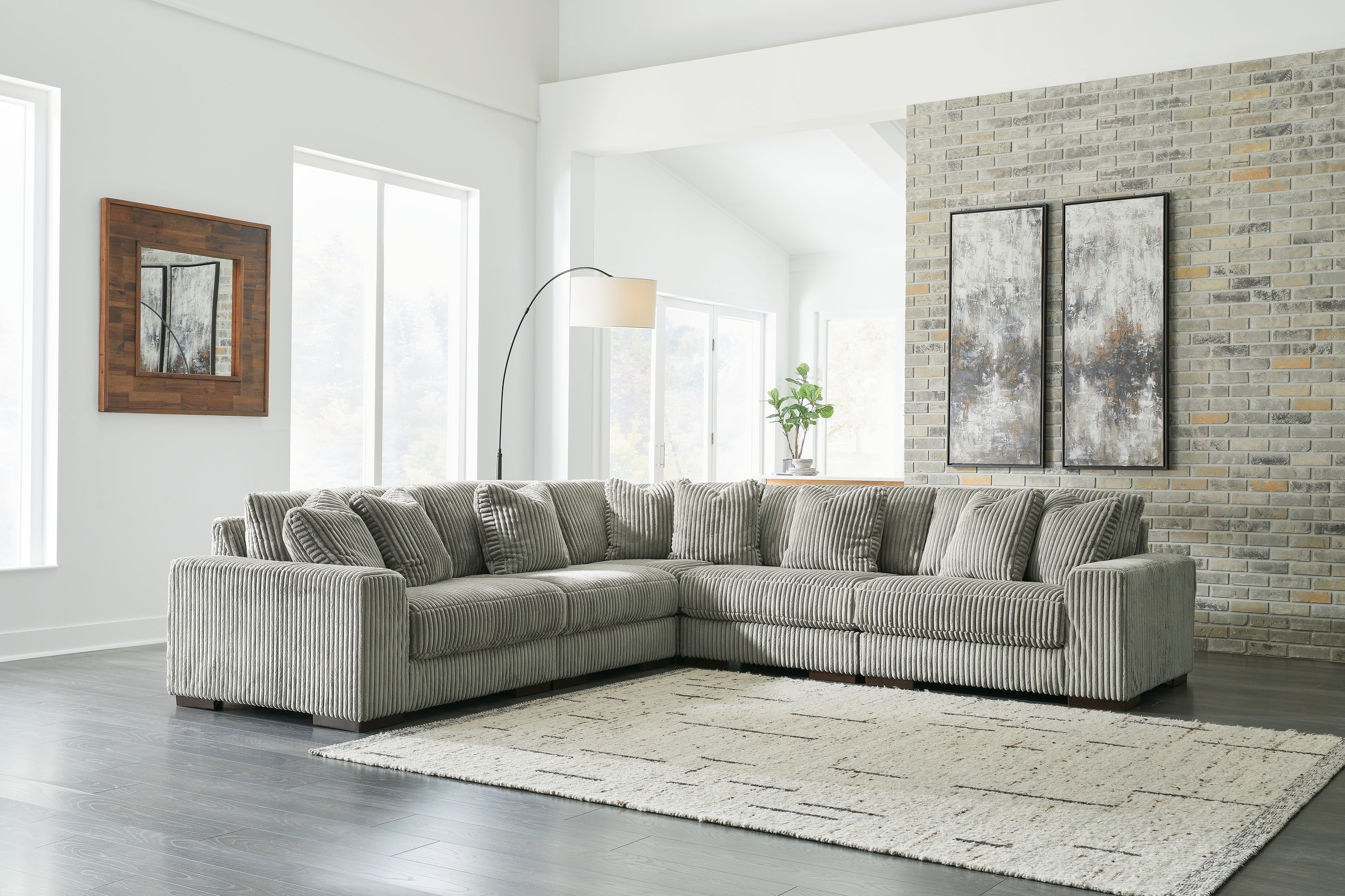 Leasing Furniture - Ashley Furniture - Lindyn Sectional - RAF 5-Piece Sectional / Fog - 21105S5