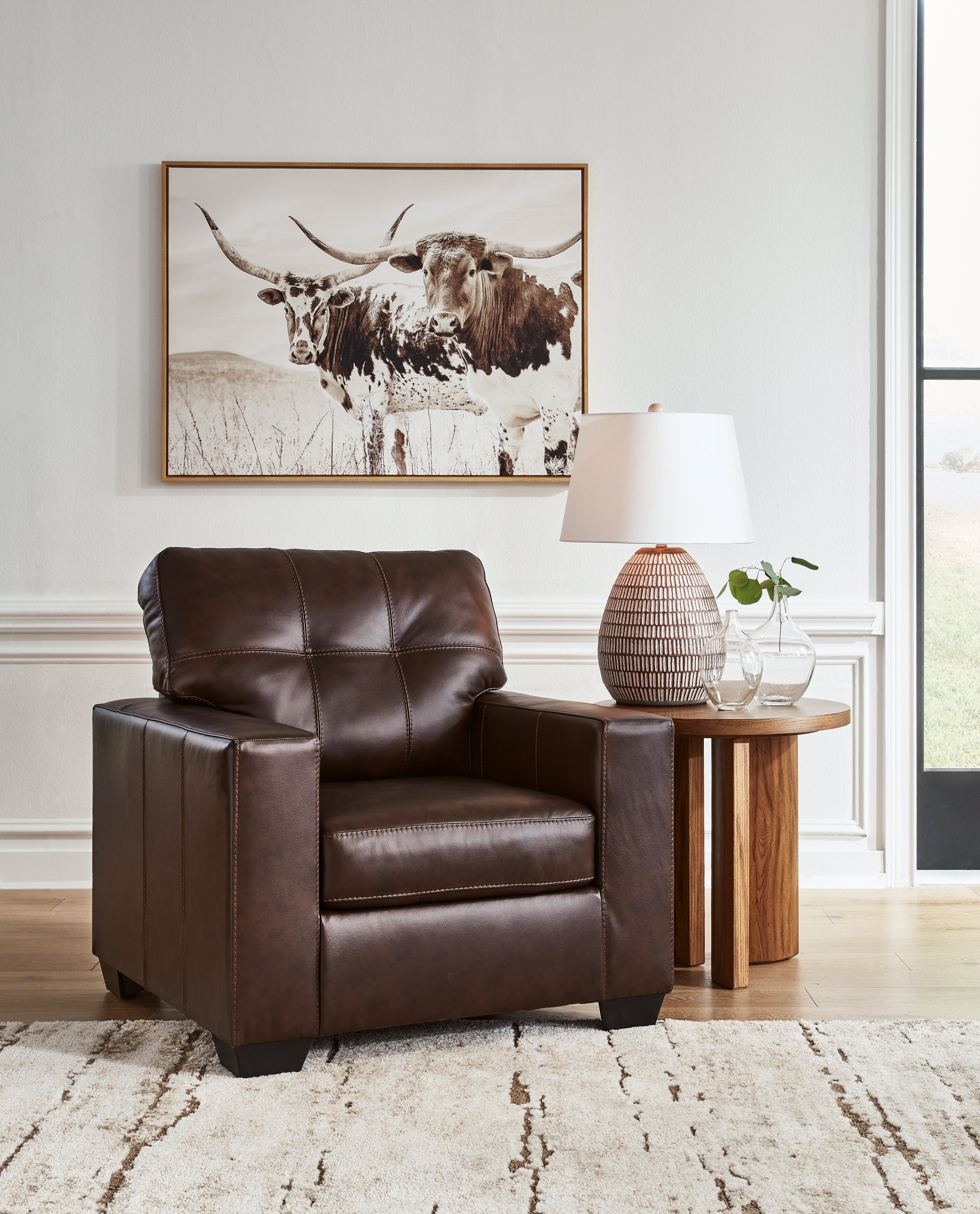 Leasing Furniture - Ashley Furniture - Santorine Living Room - Chair / Dark Brown - 2170620