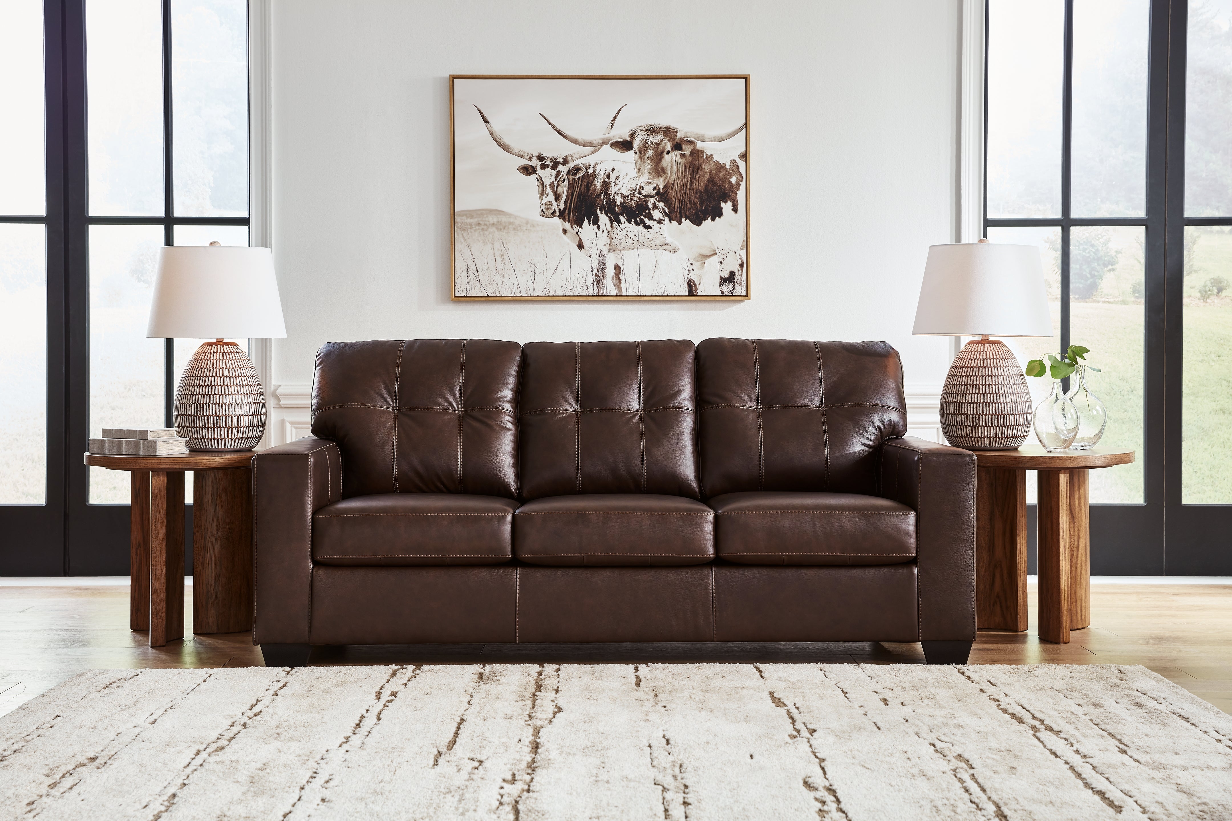 Leasing Furniture - Ashley Furniture - Santorine Living Room - Sofa / Dark Brown - 2170638