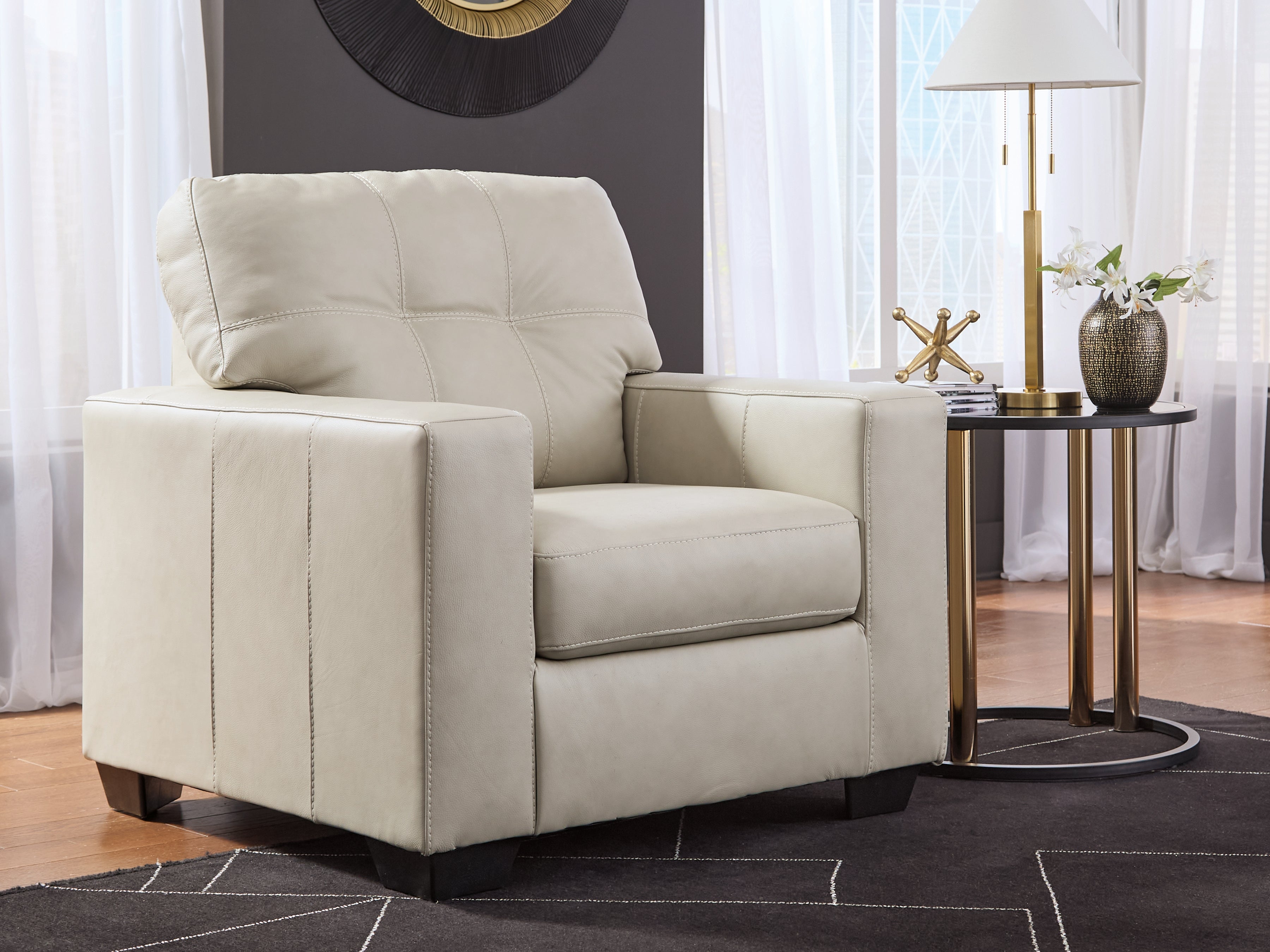 Leasing Furniture - Ashley Furniture - Santorine Living Room - Chair / Bone - 2170820