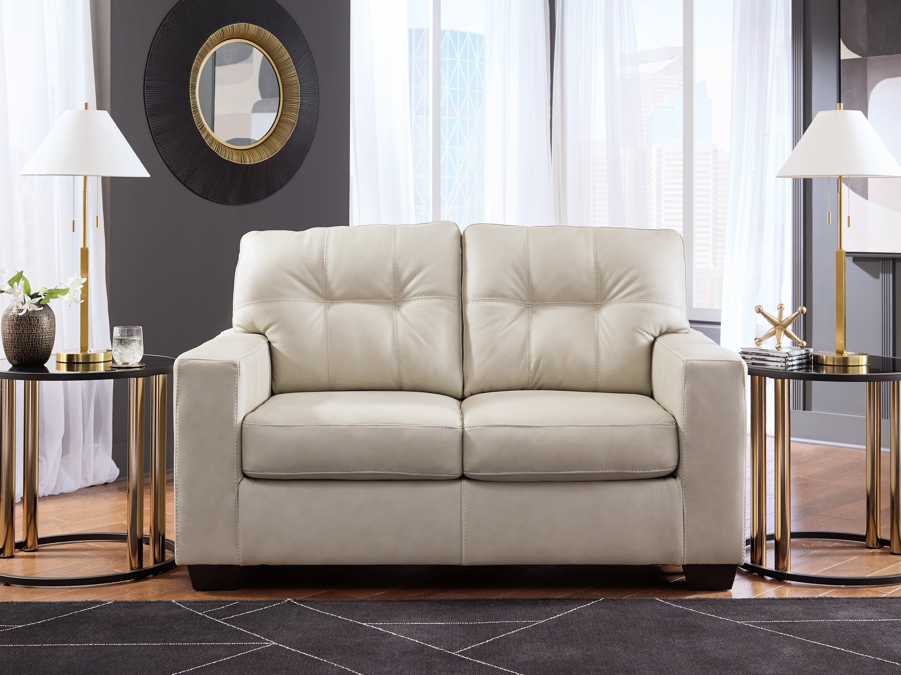 Leasing Furniture - Ashley Furniture - Santorine Living Room - Loveseat / Bone - 2170835