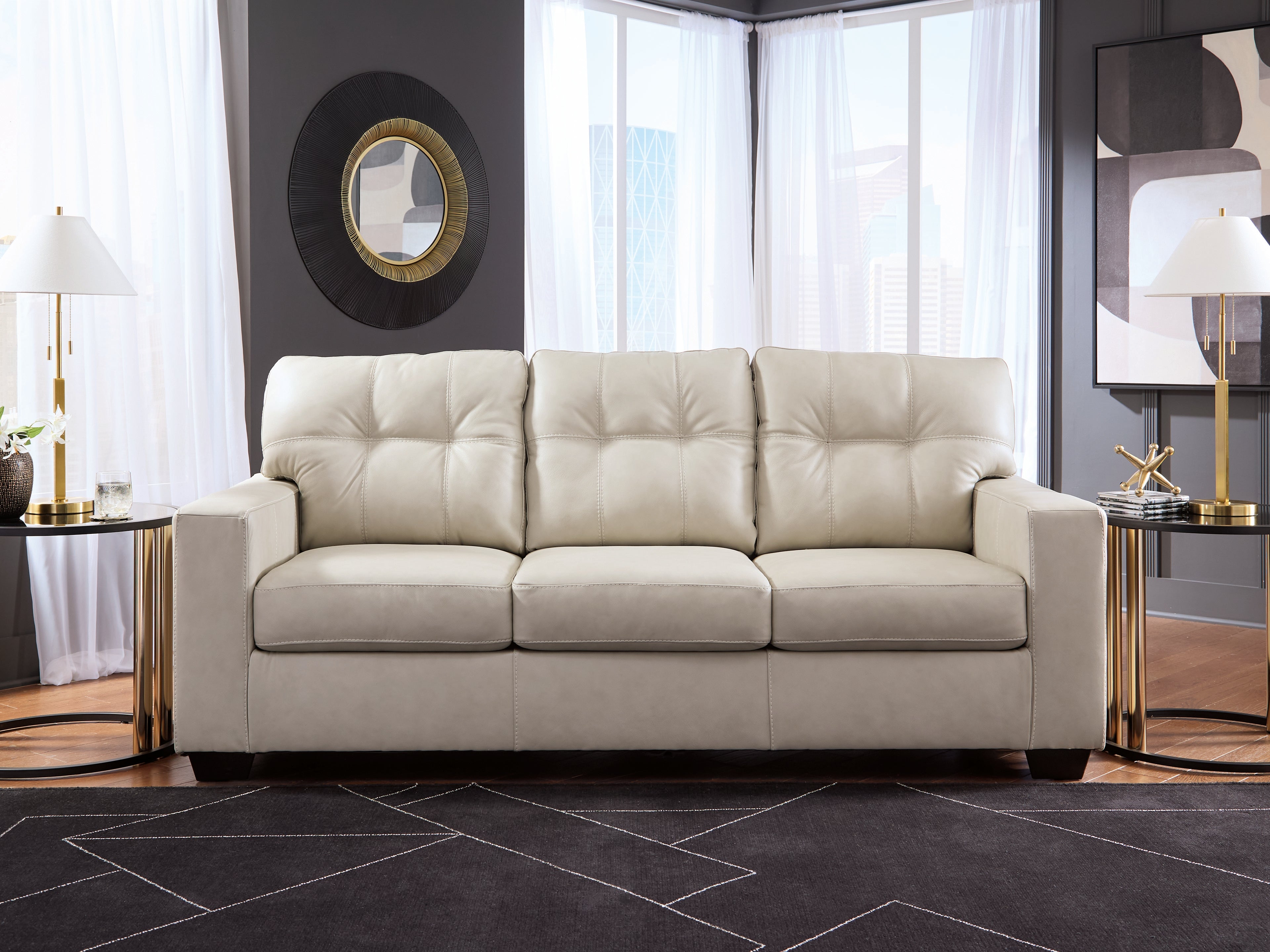 Leasing Furniture - Ashley Furniture - Santorine Living Room - Sofa / Bone - 2170838