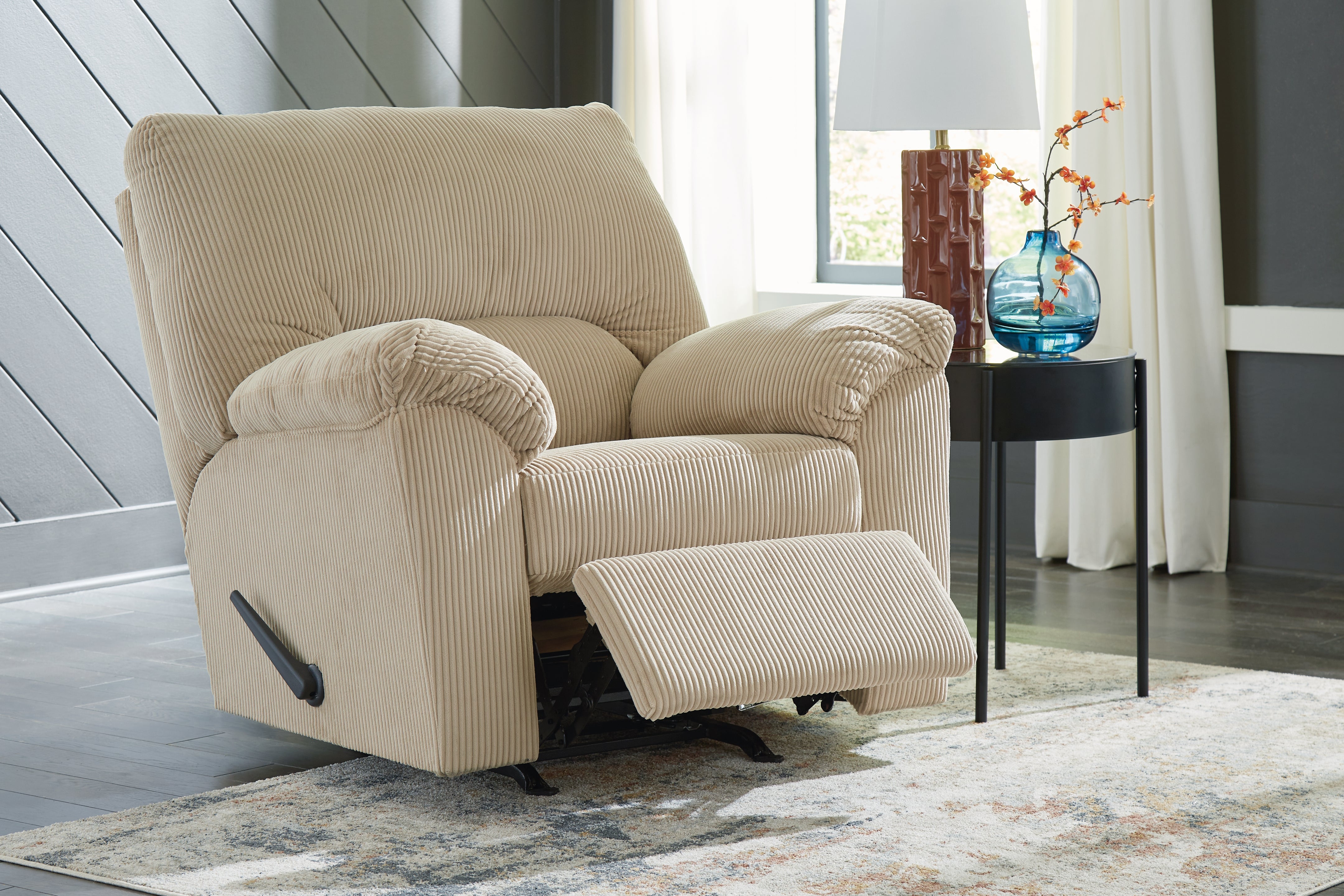 Leasing Furniture - Ashley Furniture - SimpleJoy Living Room - Rocker Recliner / Sand - 2420325