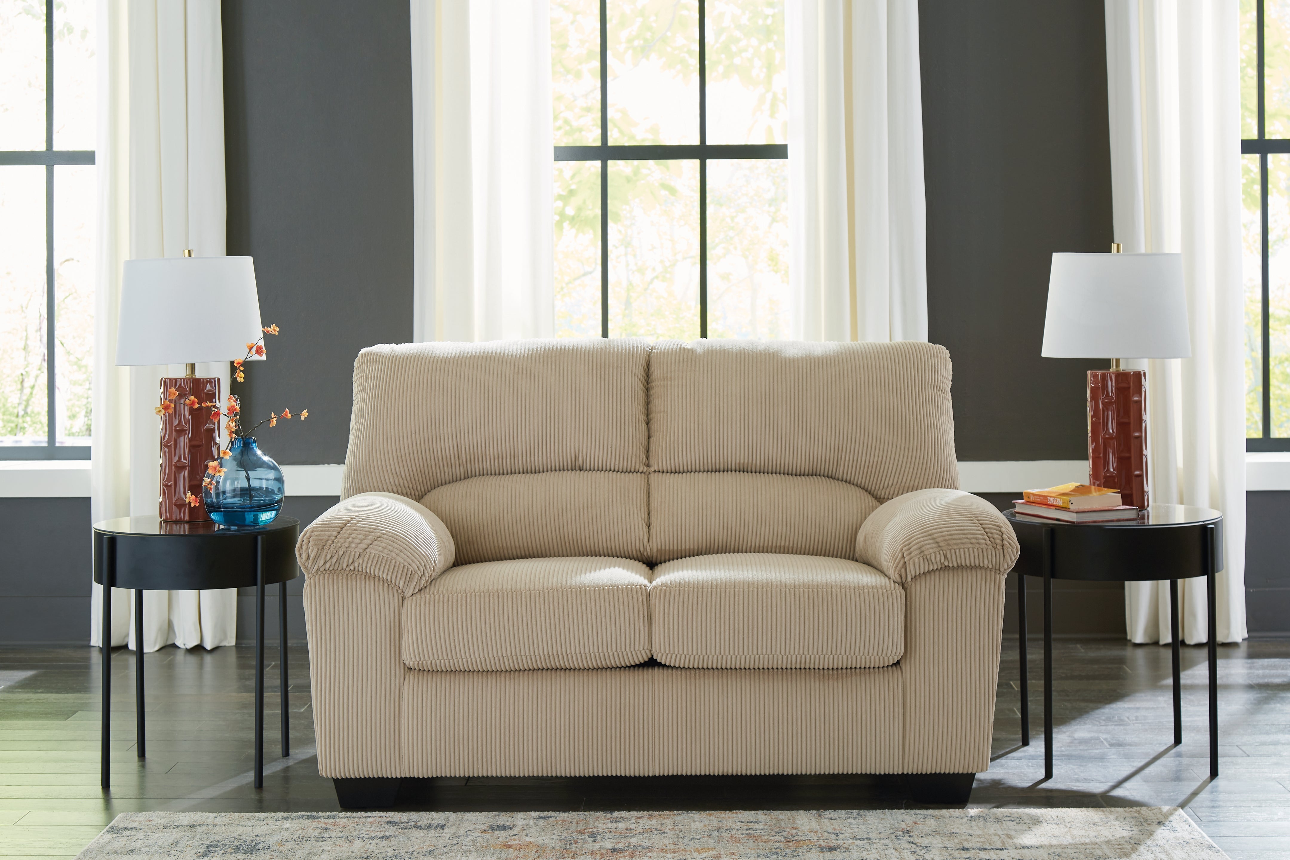 Leasing Furniture - Ashley Furniture - SimpleJoy Living Room - Loveseat / Sand - 2420335