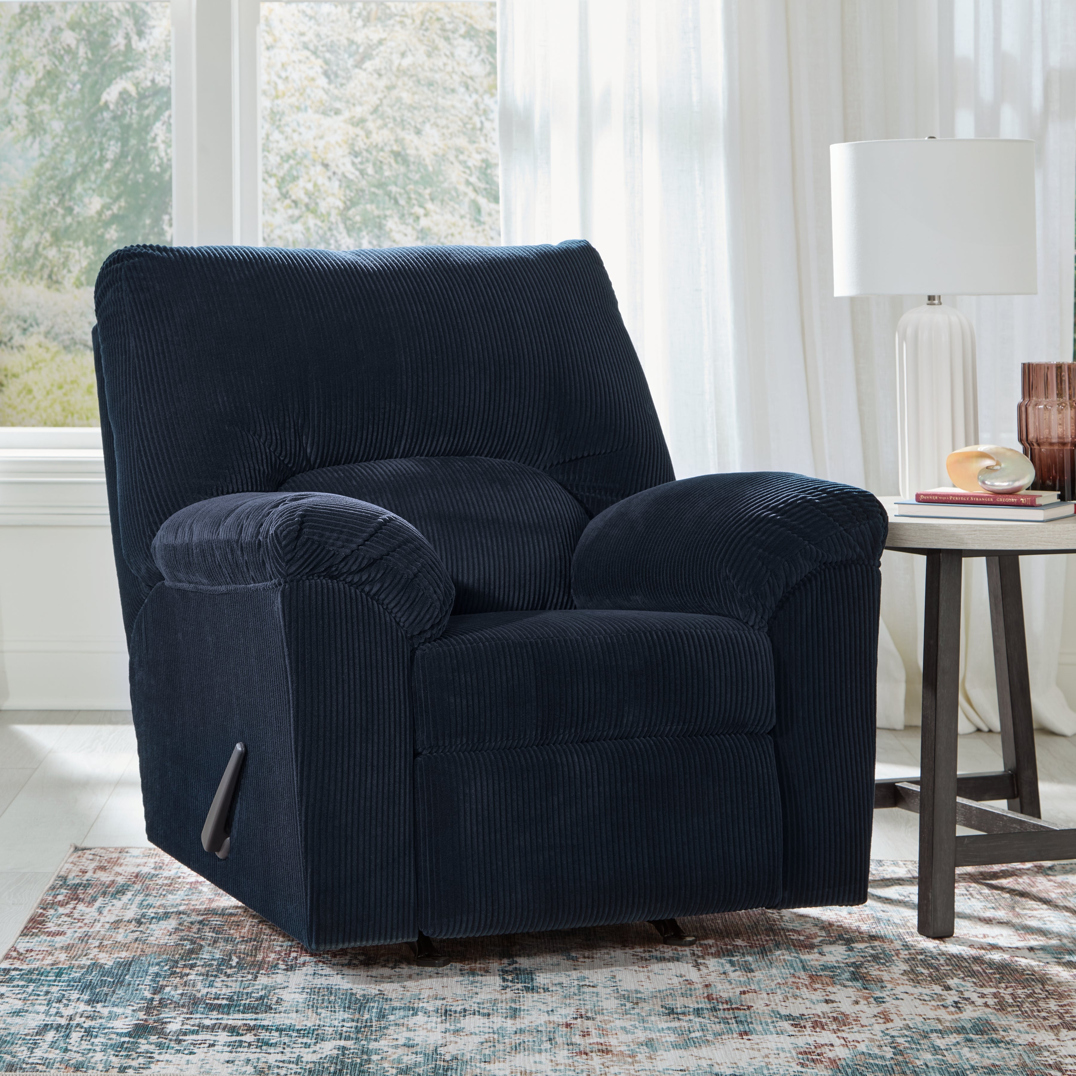 Leasing Furniture - Ashley Furniture - SimpleJoy Living Room - Rocker Recliner / Navy - 2420525