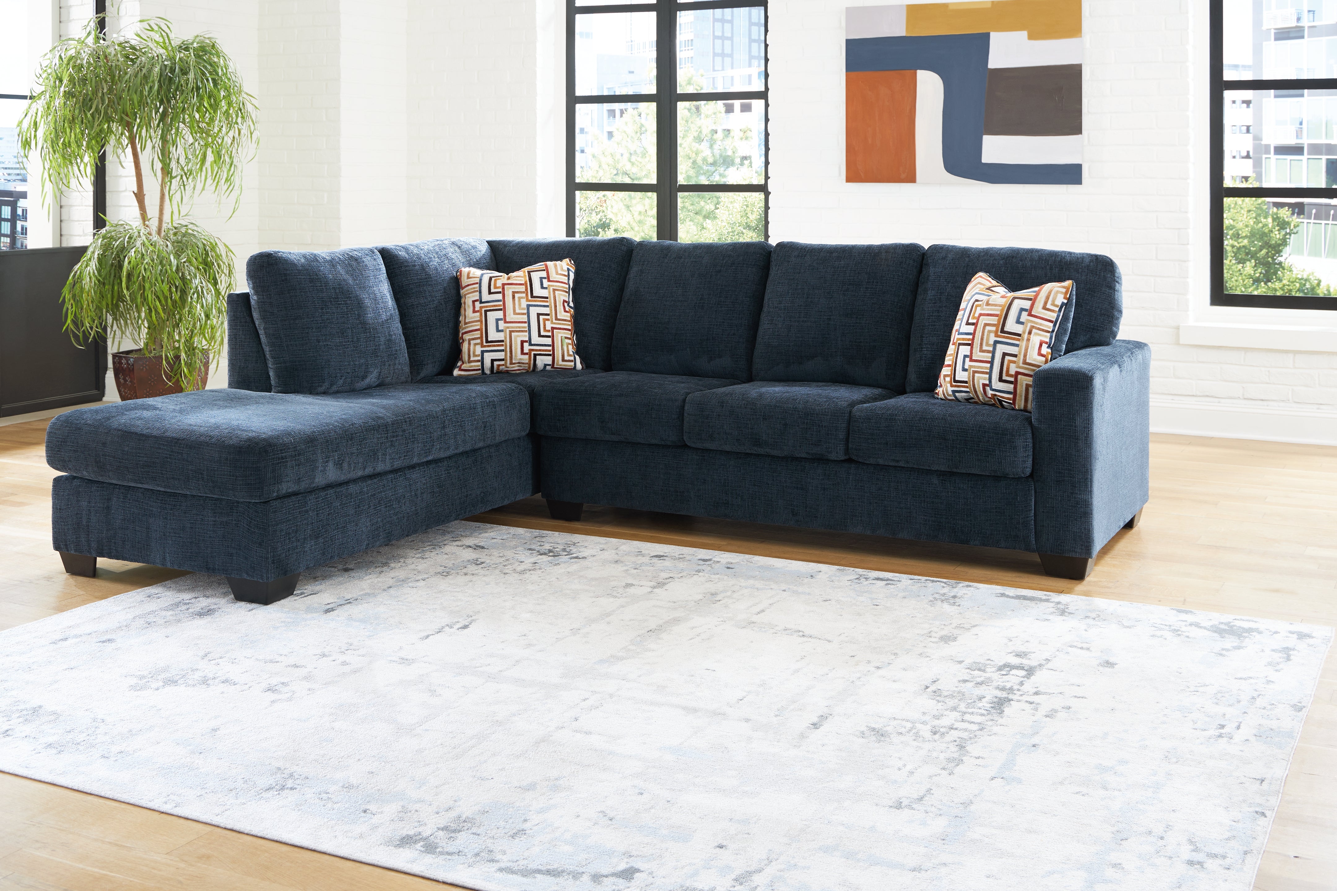 Leasing Furniture - Ashley Furniture - Aviemore Sectional - RAF 2-Piece Sectional with Chaise / Ink - 24303S1