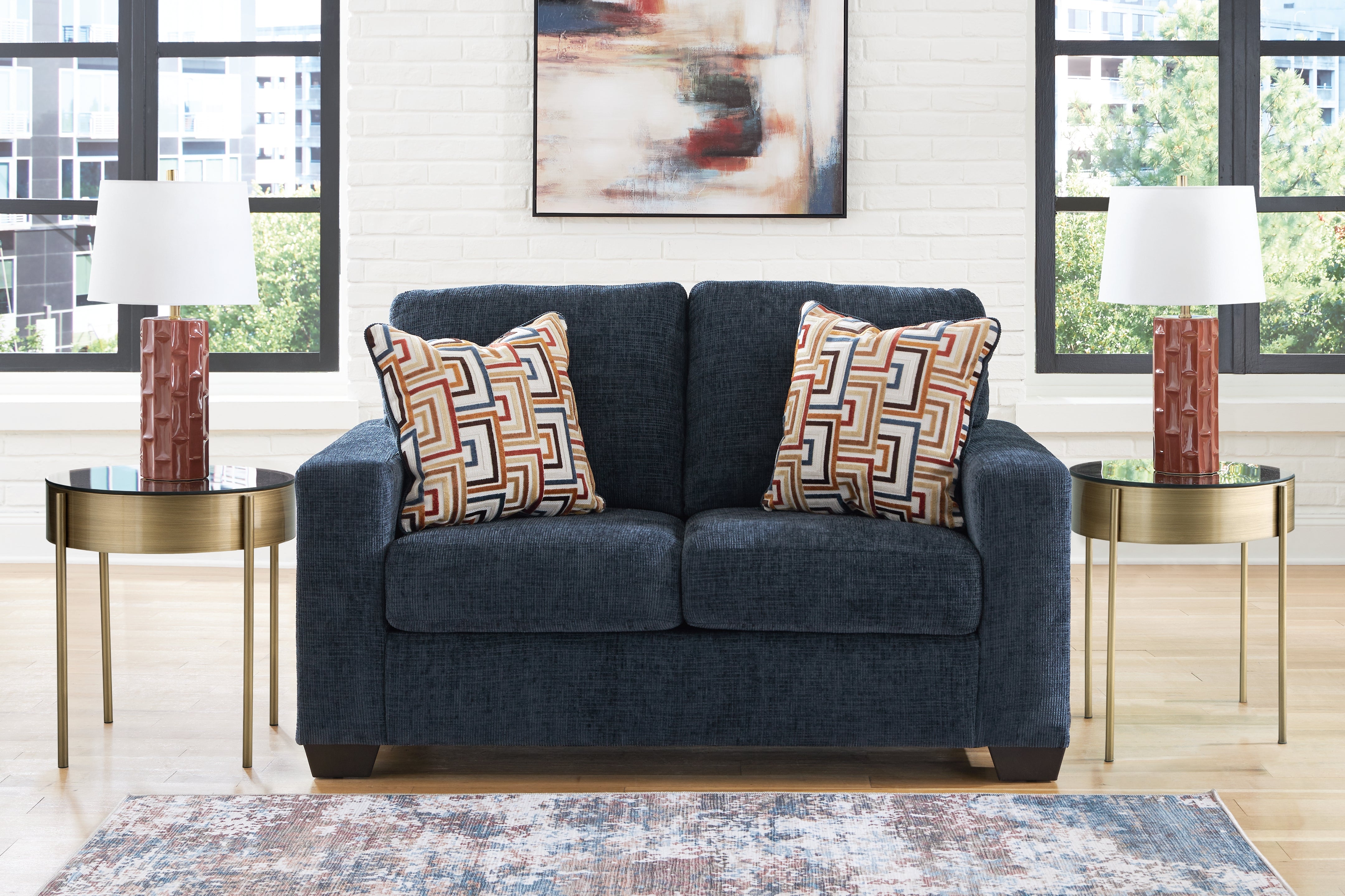 Leasing Furniture - Ashley Furniture - Aviemore Living Room - Loveseat / Ink - 2430335