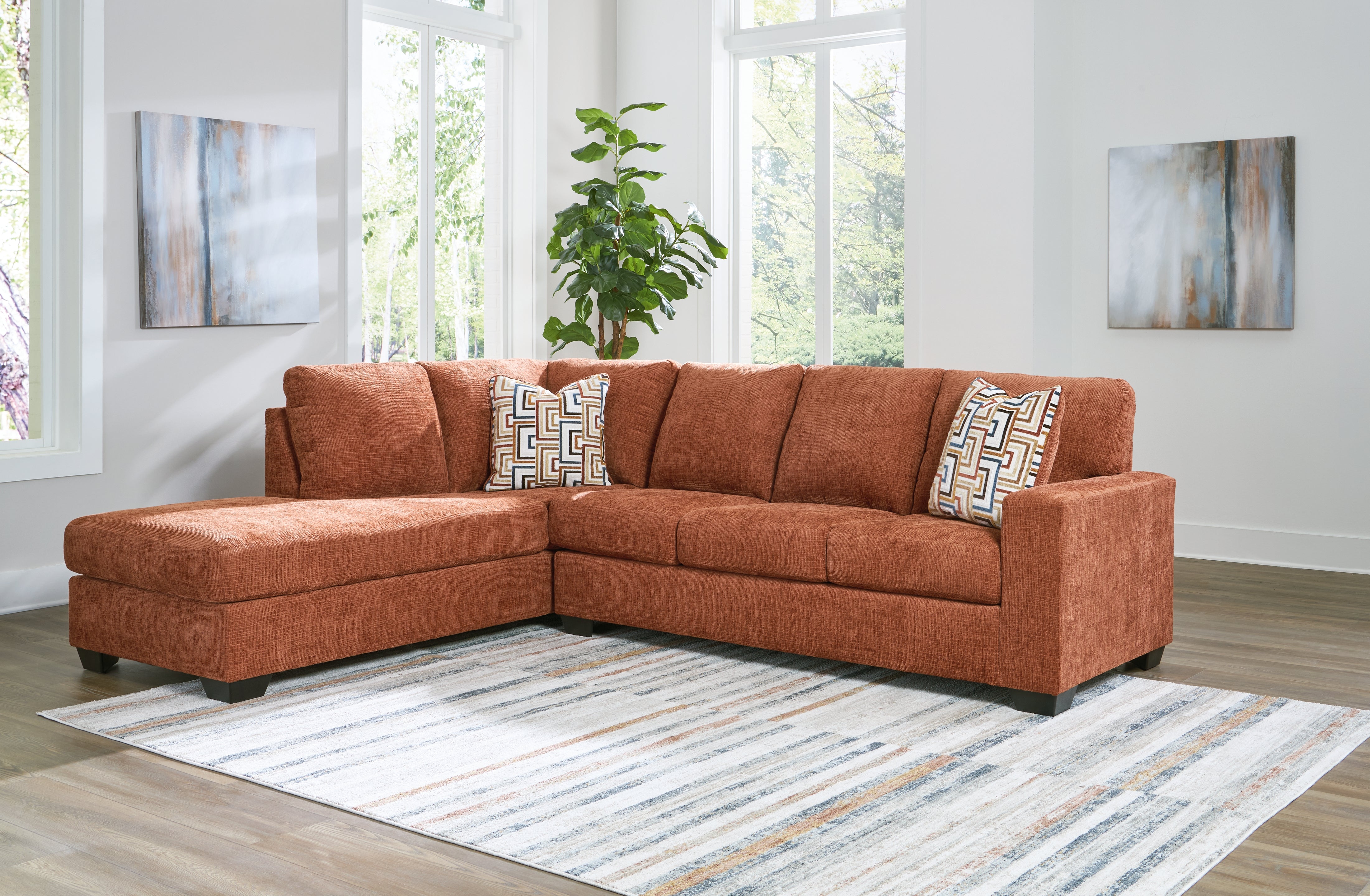 Leasing Furniture - Ashley Furniture - Aviemore Sectional - RAF 2-Piece Sectional with Chaise / Spice - 24304S1