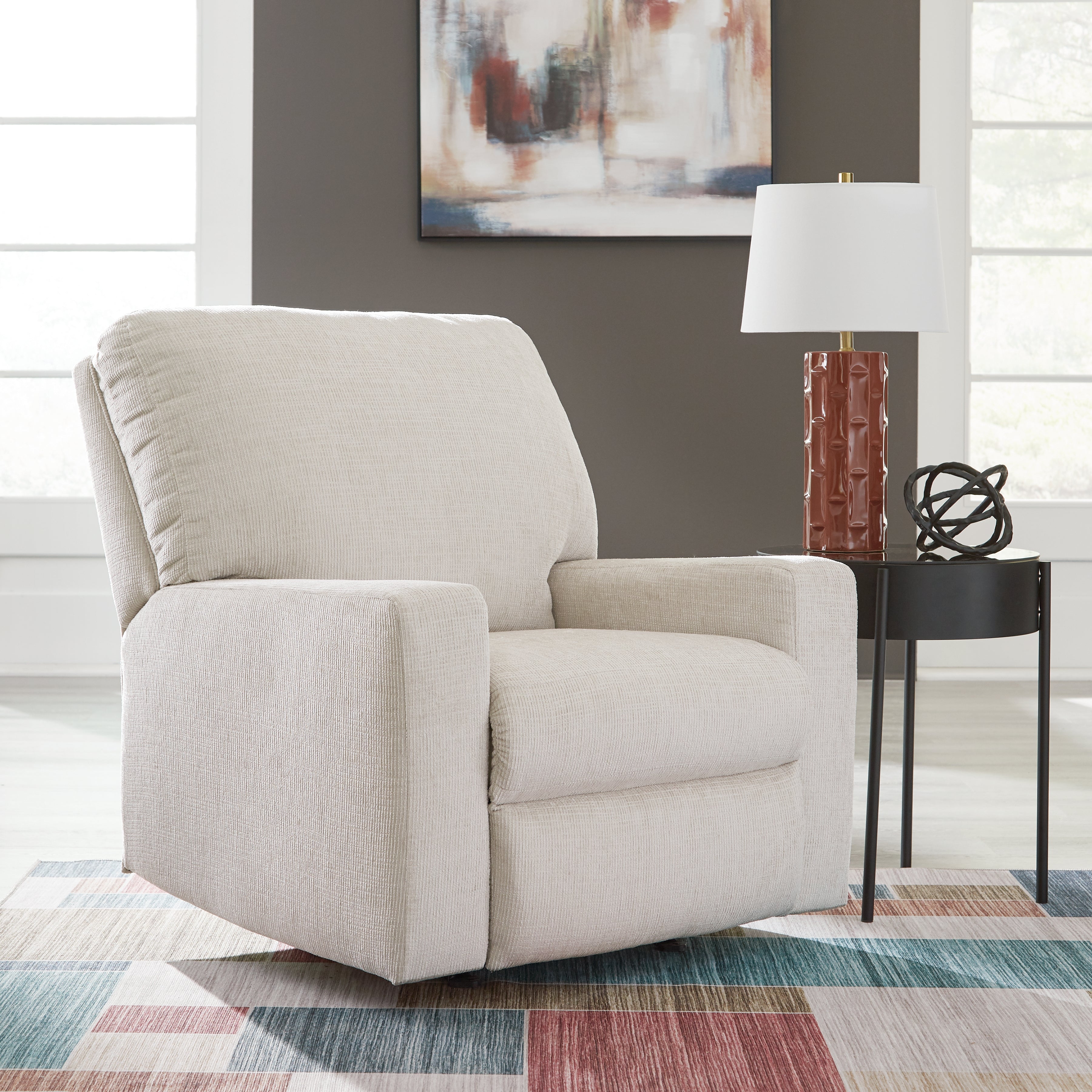 Leasing Furniture - Ashley Furniture - Aviemore Living Room - Rocker Recliner / Stone - 2430525