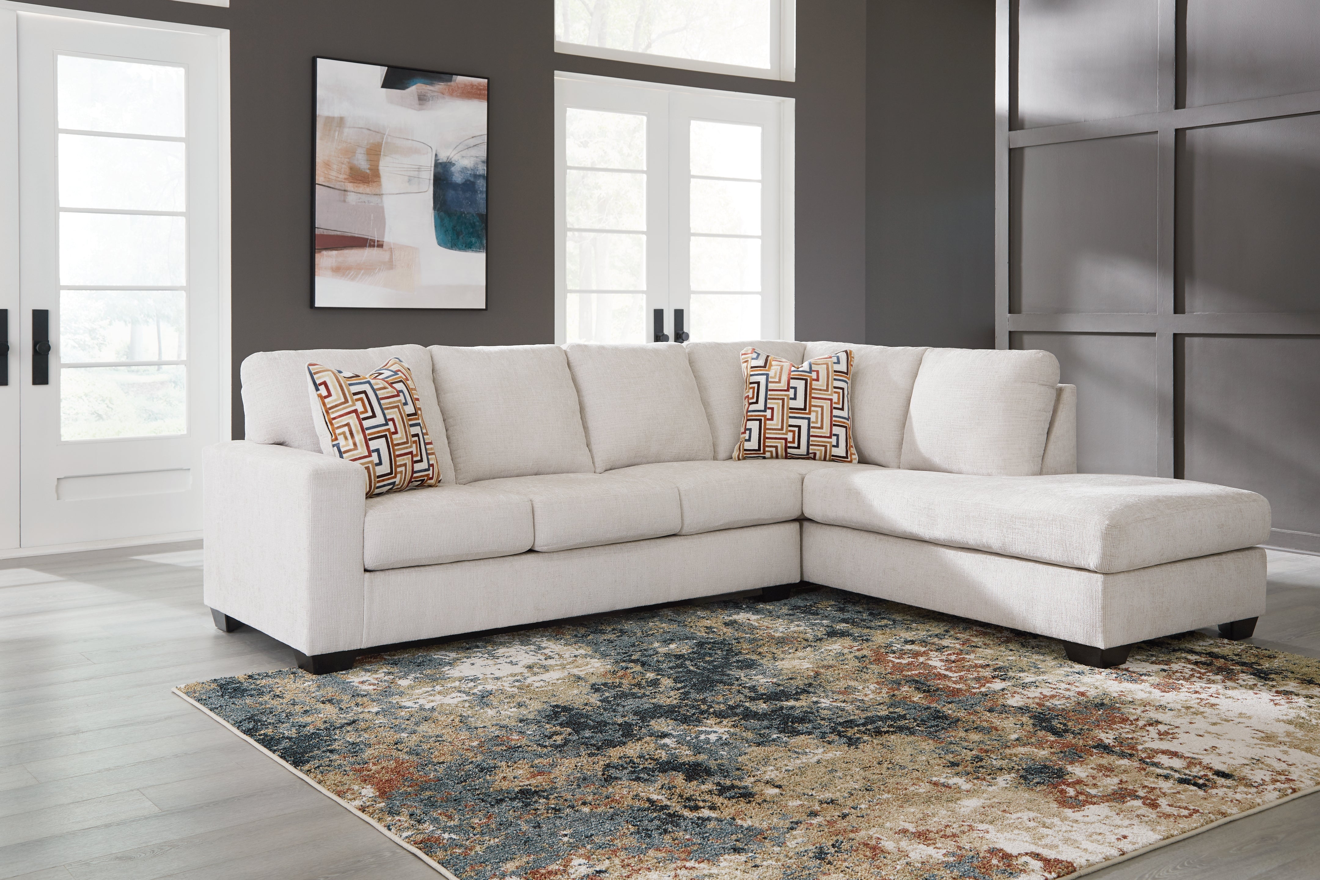 Leasing Furniture - Ashley Furniture - Aviemore Sectional - RAF 2-Piece Sectional with Chaise / Ink - 24303S1