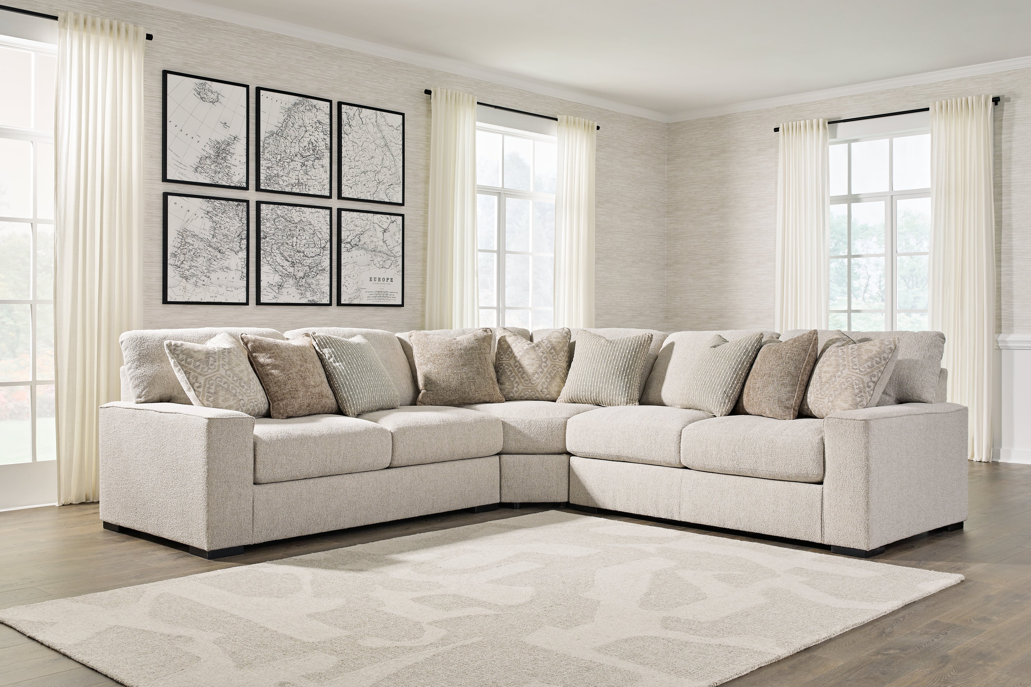 Leasing Furniture - Ashley Furniture - Ballyton Sectional - RAF 3-Piece Sectional / Sand - 25102S1