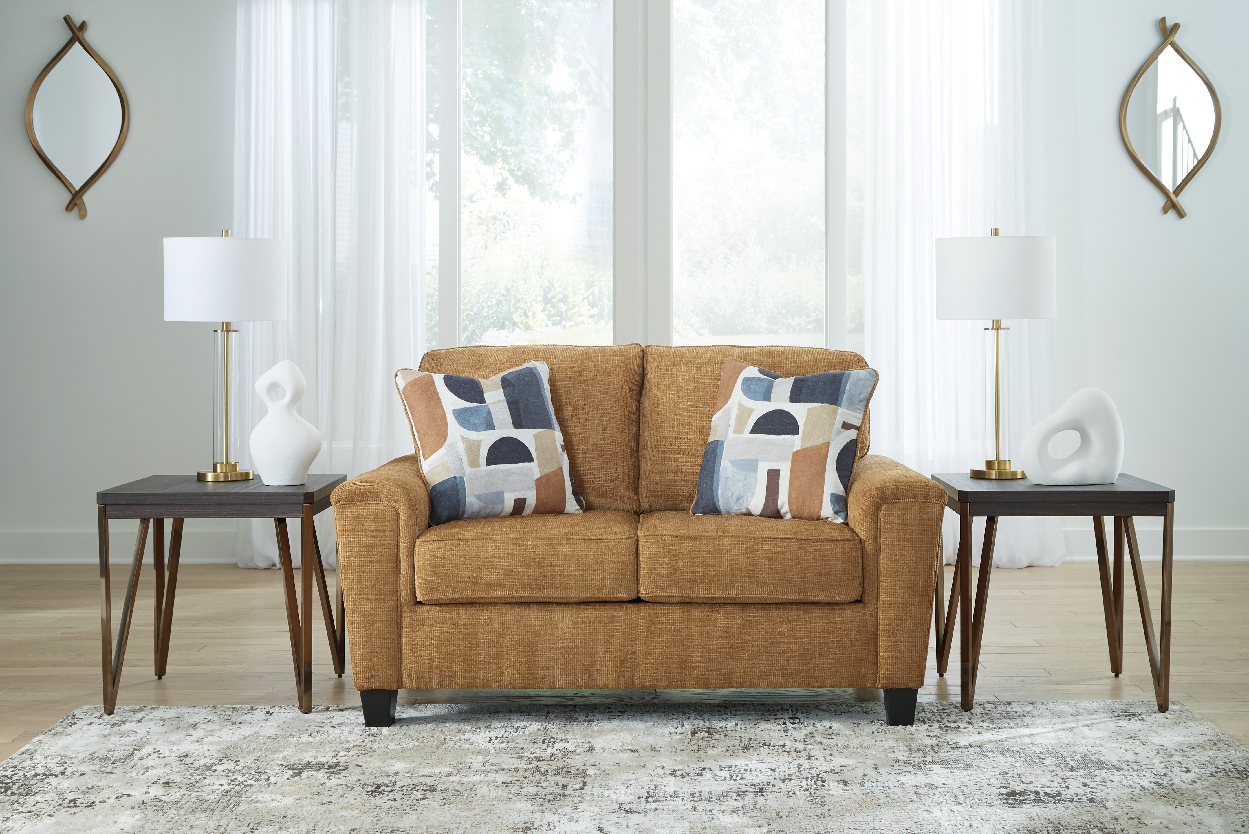 Leasing Furniture - Ashley Furniture - Erinslane Living Room - Loveseat / Honey - 2520735