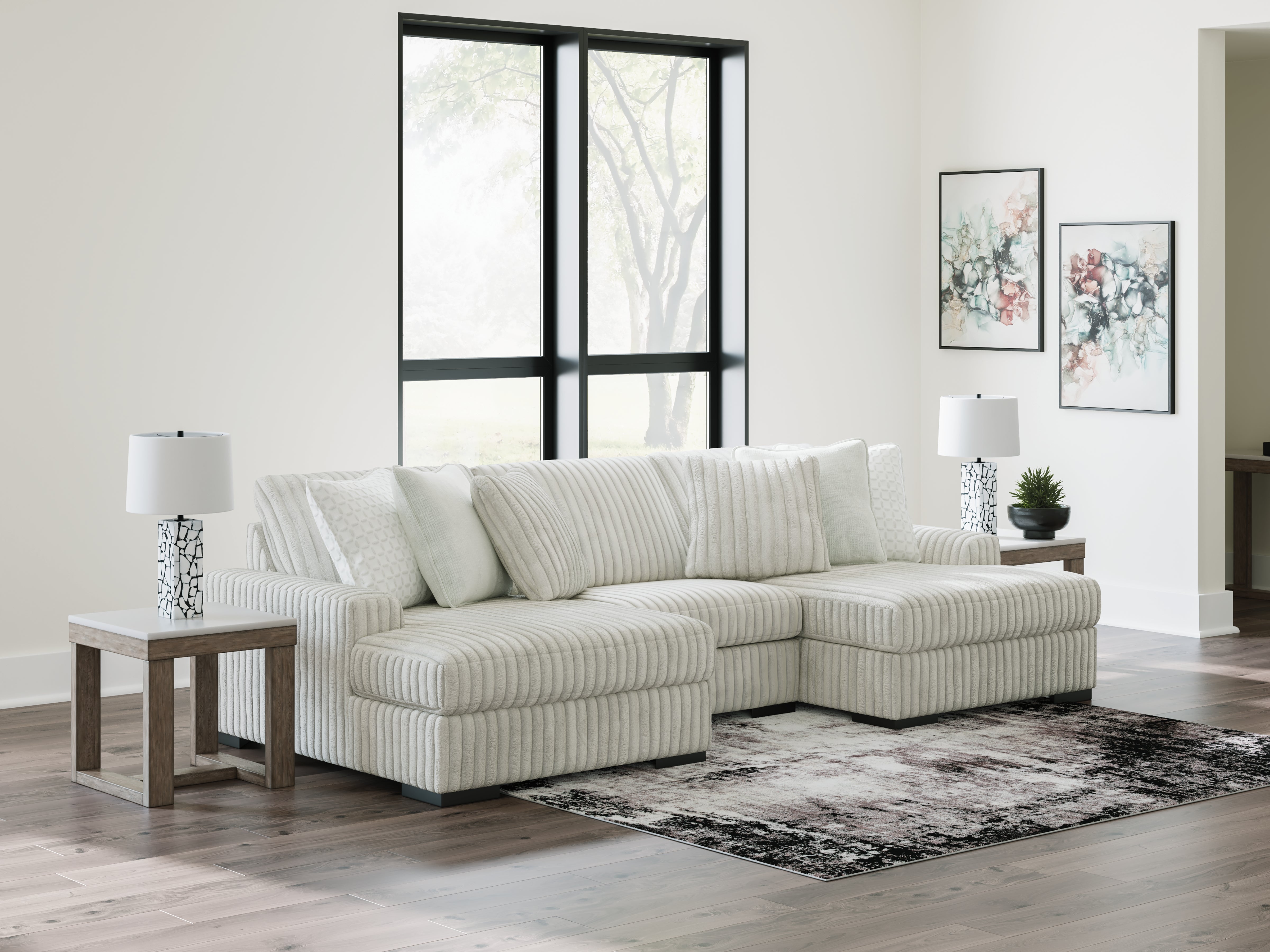 Leasing Furniture - Ashley Furniture - Stupendous Sectional - RAF 3-Piece Sectional with Double Chaise / Alloy - 25903S4