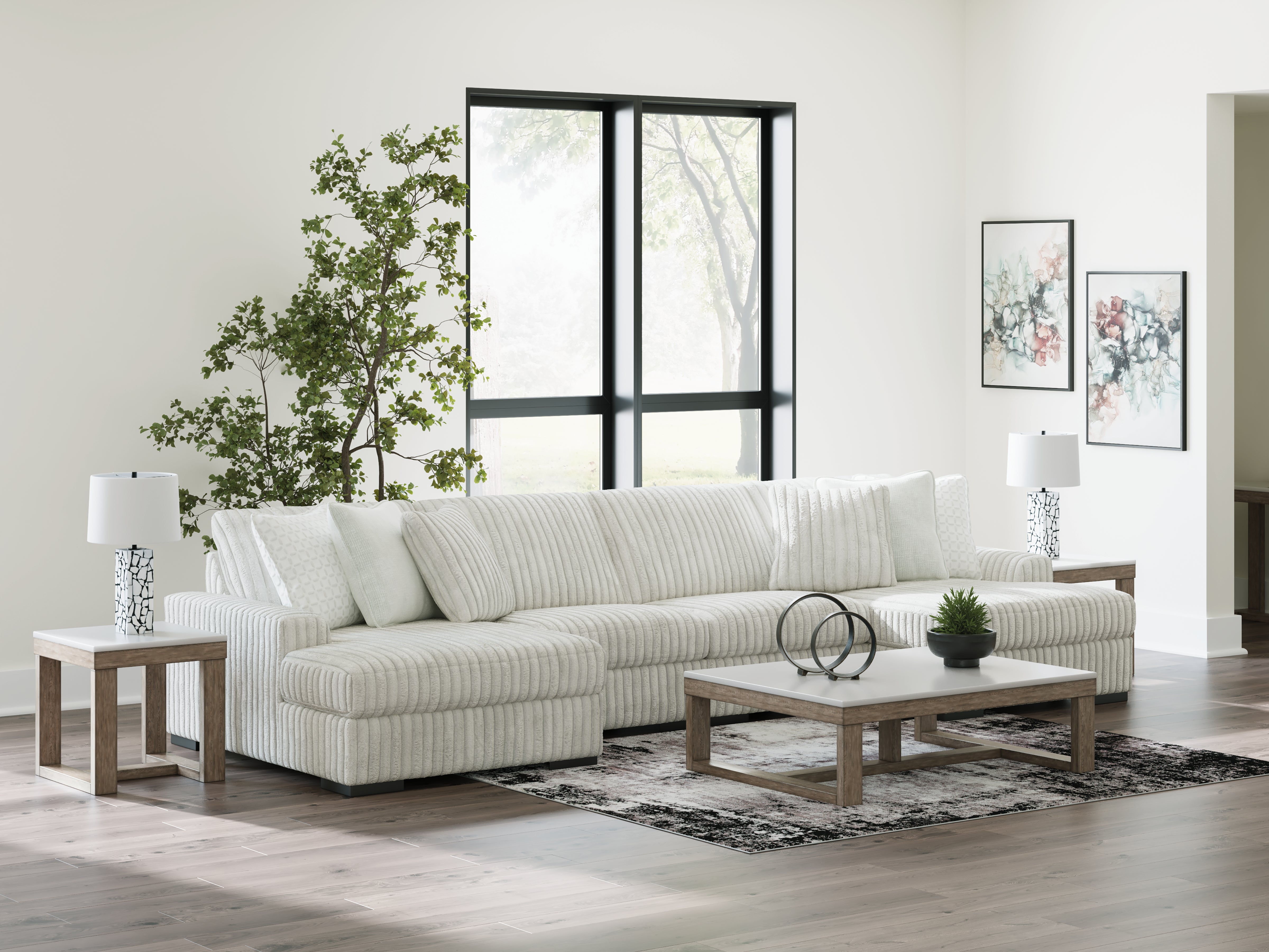 Leasing Furniture - Ashley Furniture - Stupendous Sectional - RAF 4-Piece Sectional with Double Chaise / Alloy - 25903S5