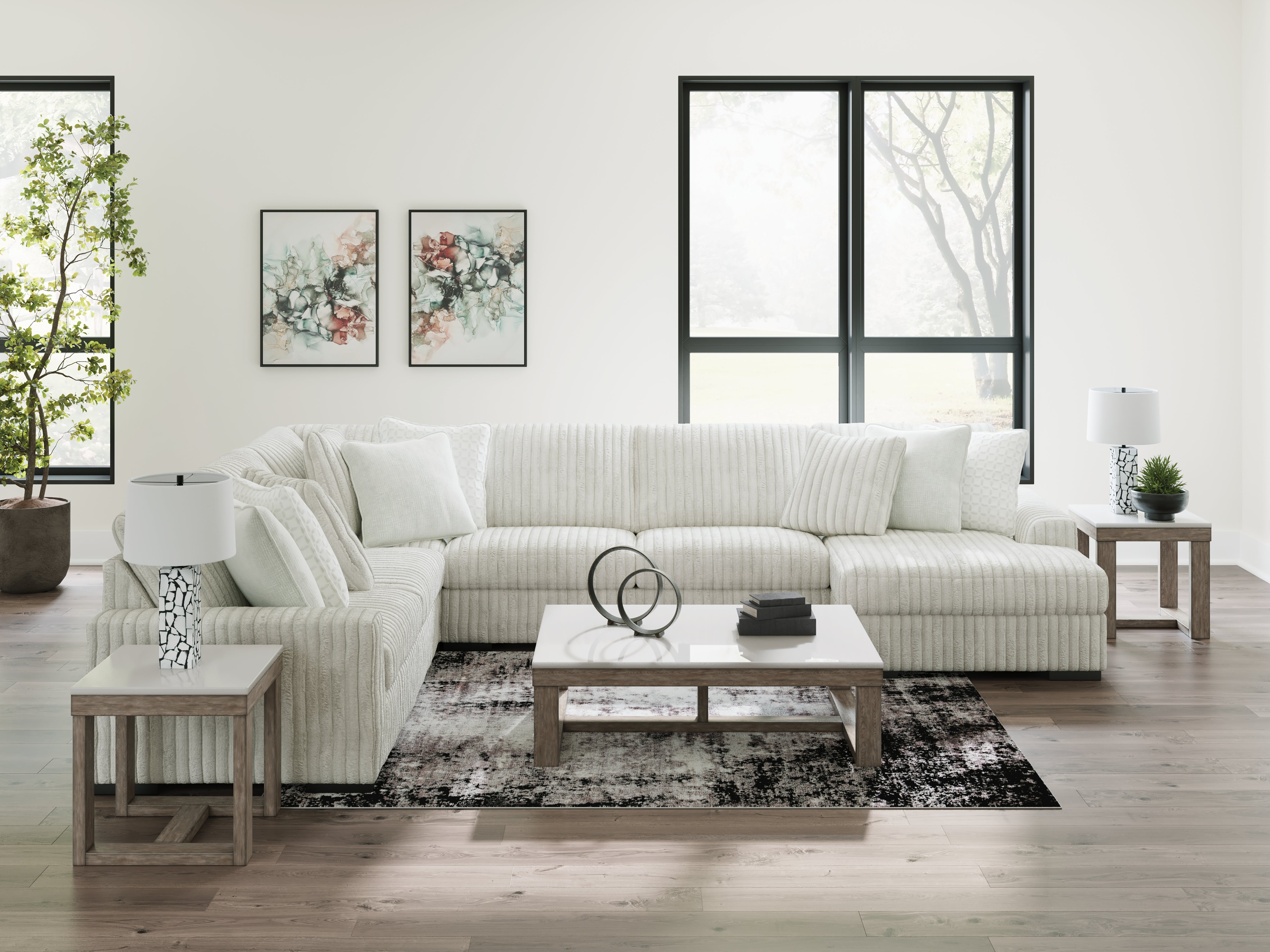 Leasing Furniture - Ashley Furniture - Stupendous Sectional - LAF 5-Piece Sectional with Chaise / Alloy - 25903S9