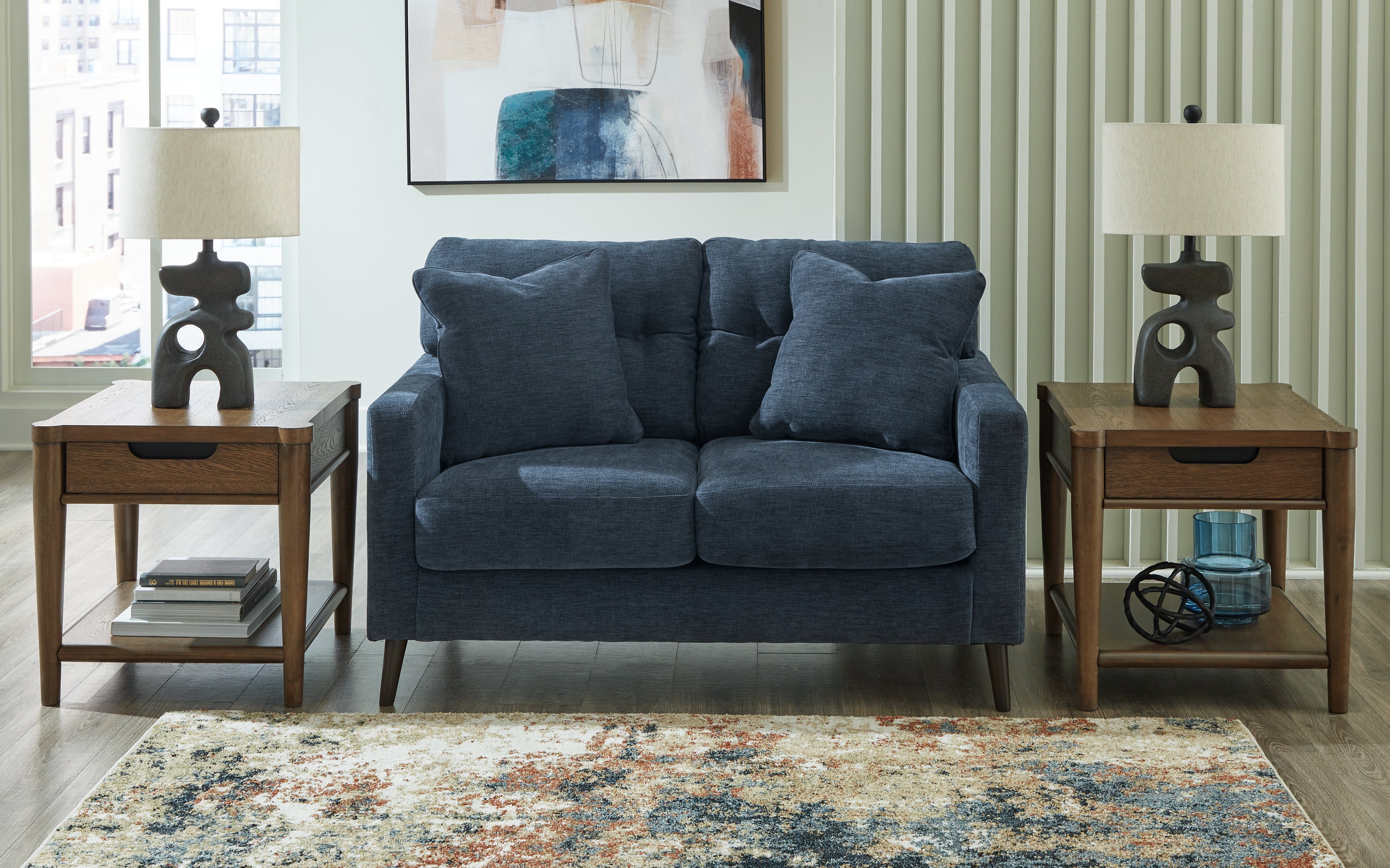Leasing Furniture - Ashley Furniture - Bixler Living Room - Loveseat / Navy - 2610635