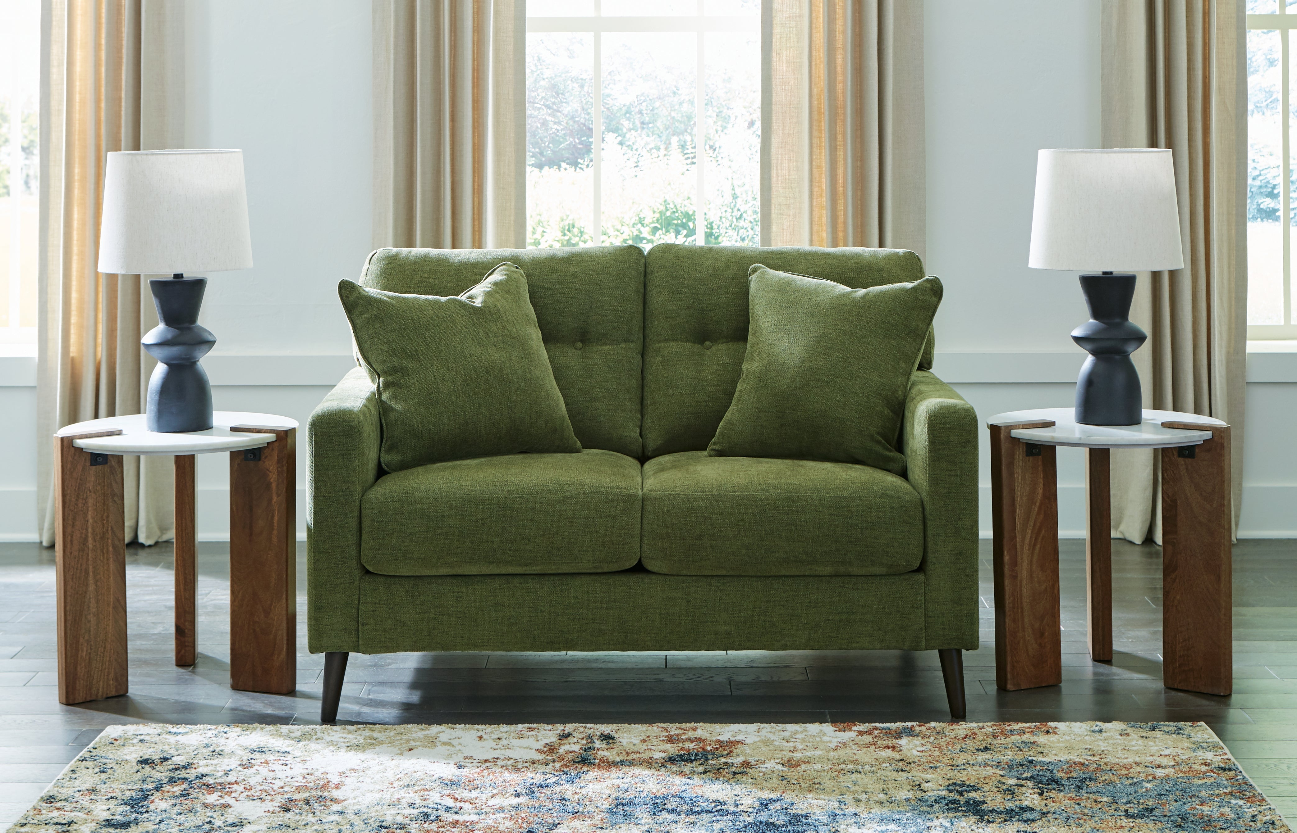 Leasing Furniture - Ashley Furniture - Bixler Living Room - Loveseat / Olive - 2610735