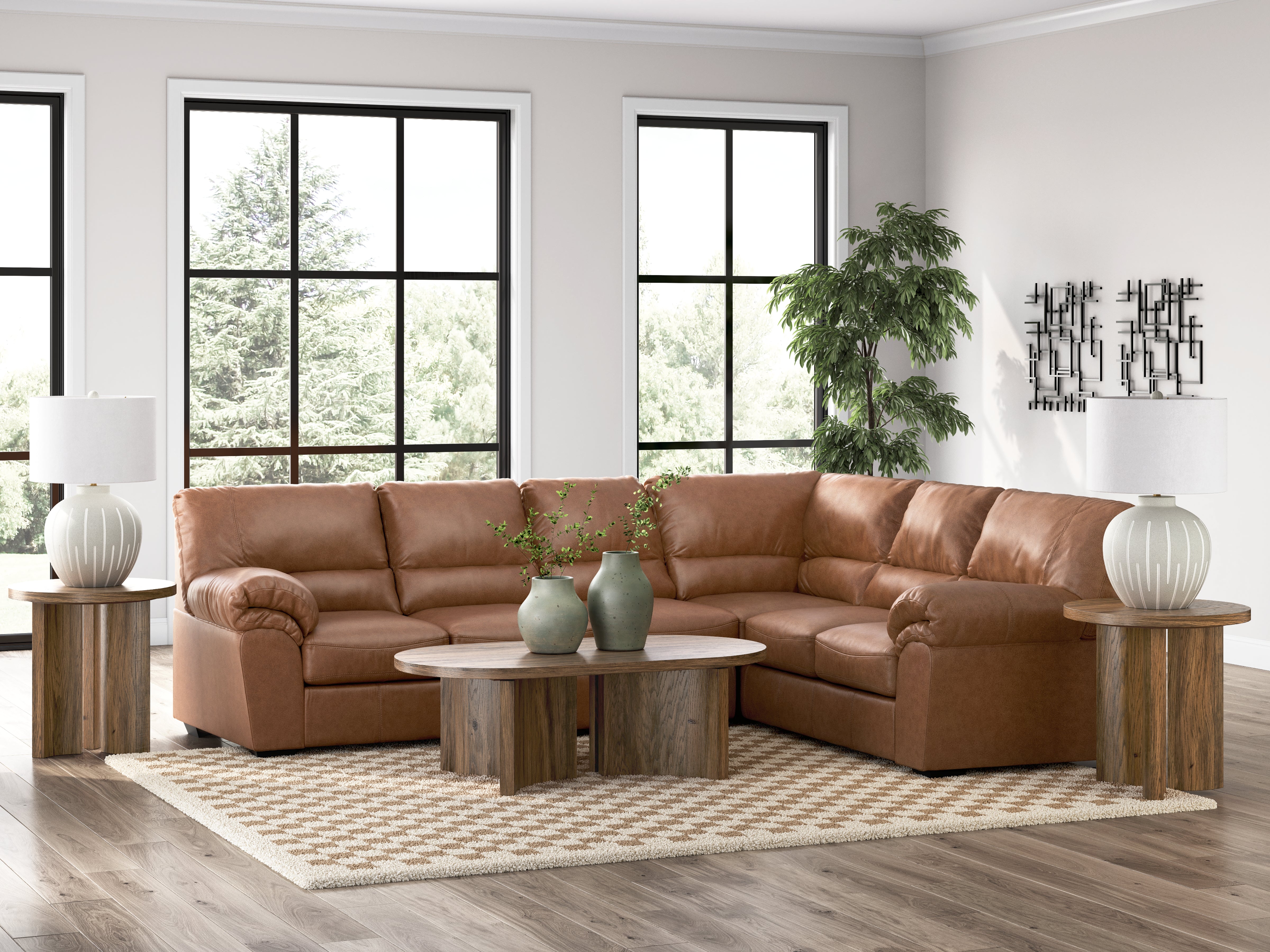 Leasing Furniture - Ashley Furniture - WillowBend Sectional - RAF 3-Piece Sectional / Caramel - PC27704S3