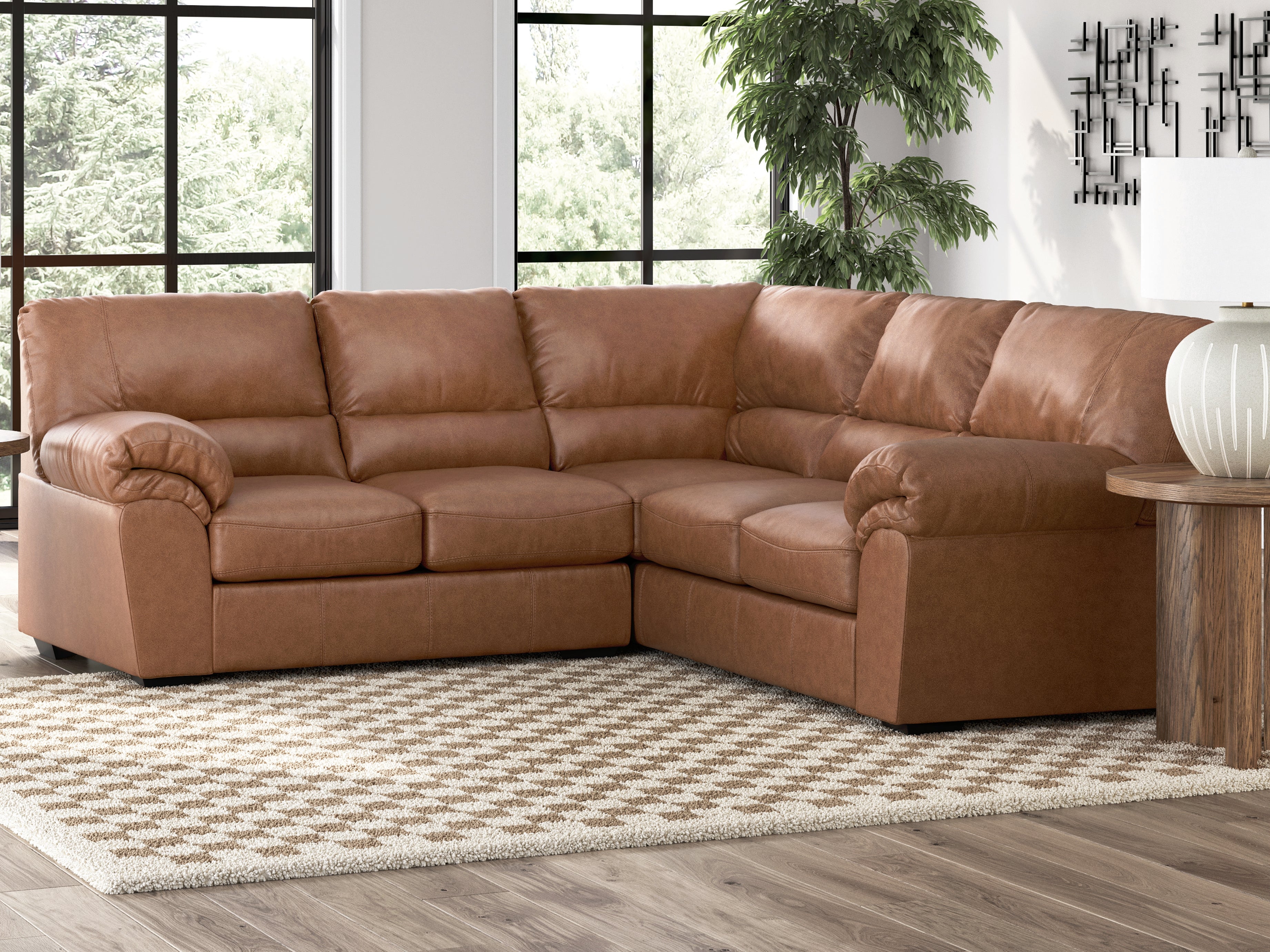 Leasing Furniture - Ashley Furniture - WillowBend Sectional - RAF 2-Piece Sectional / Caramel - PC27704S1
