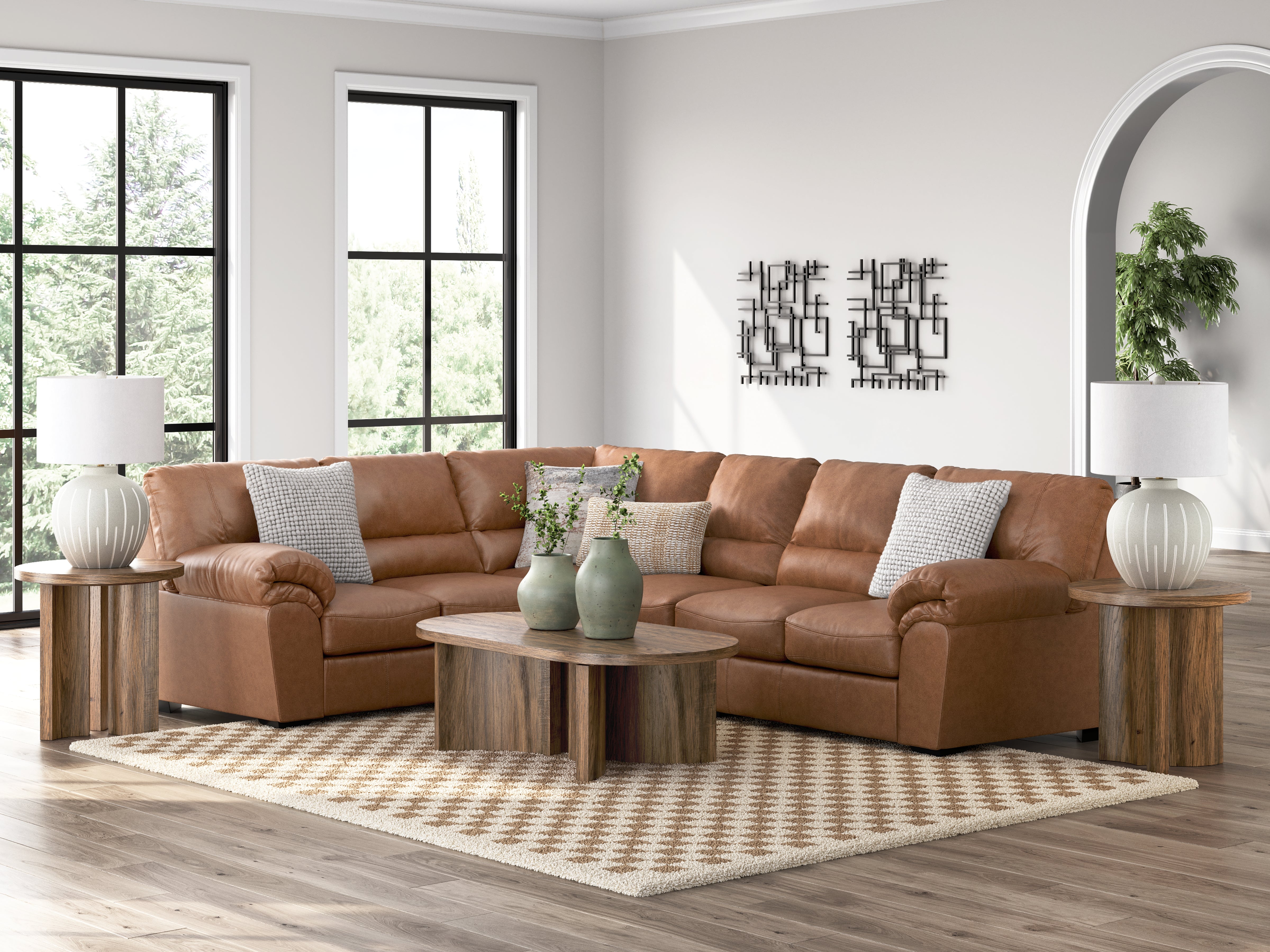 Leasing Furniture - Ashley Furniture - WillowBend Sectional - LAF 3-Piece Sectional / Caramel - PC27704S4