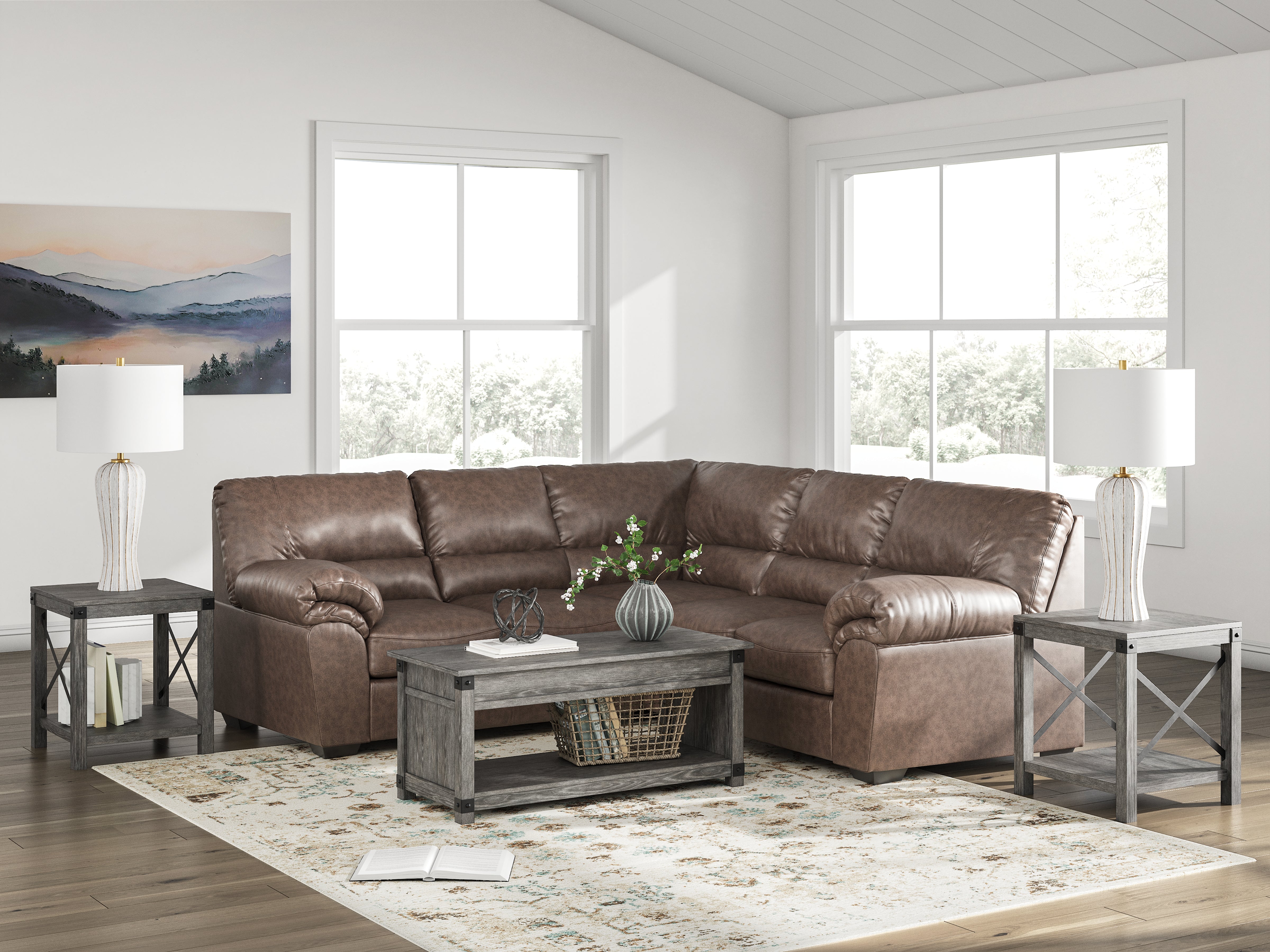 Leasing Furniture - Ashley Furniture - WillowBend Sectional - RAF 2-Piece Sectional / Umber - PC27705S1