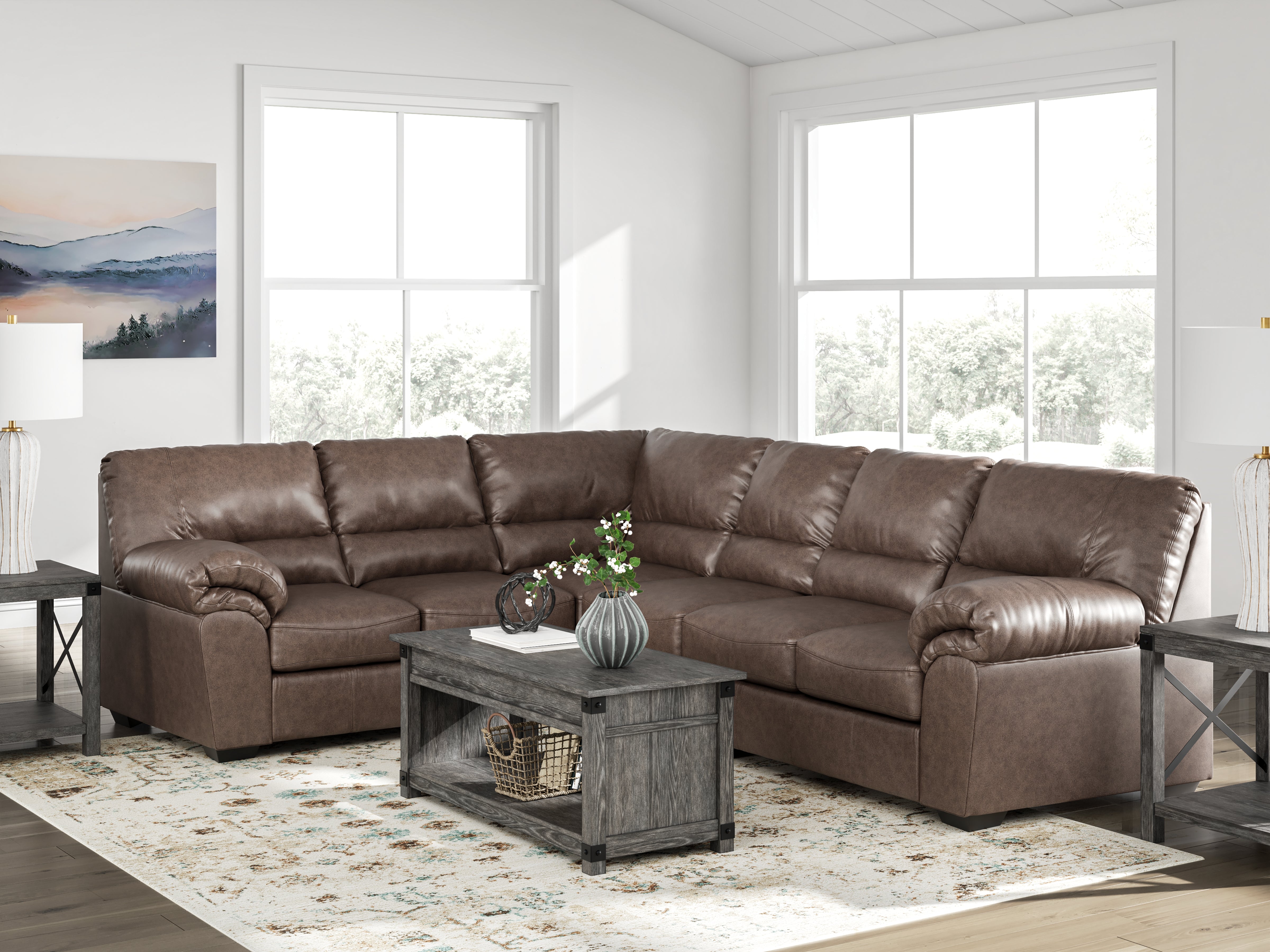 Leasing Furniture - Ashley Furniture - WillowBend Sectional - LAF 3-Piece Sectional / Umber - PC27705S4