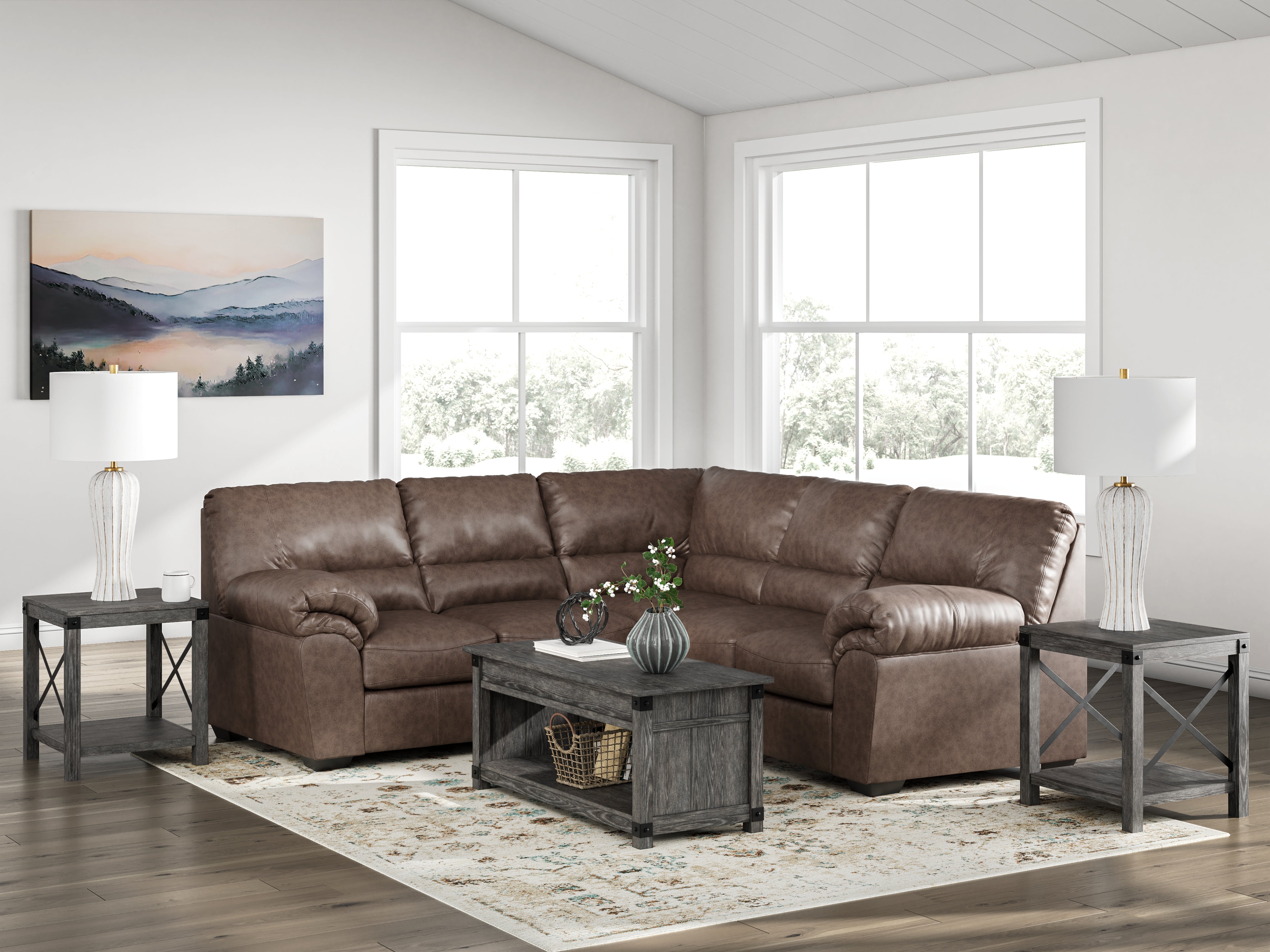 Leasing Furniture - Ashley Furniture - WillowBend Sectional - RAF 2-Piece Sectional / Umber - PC27705S1
