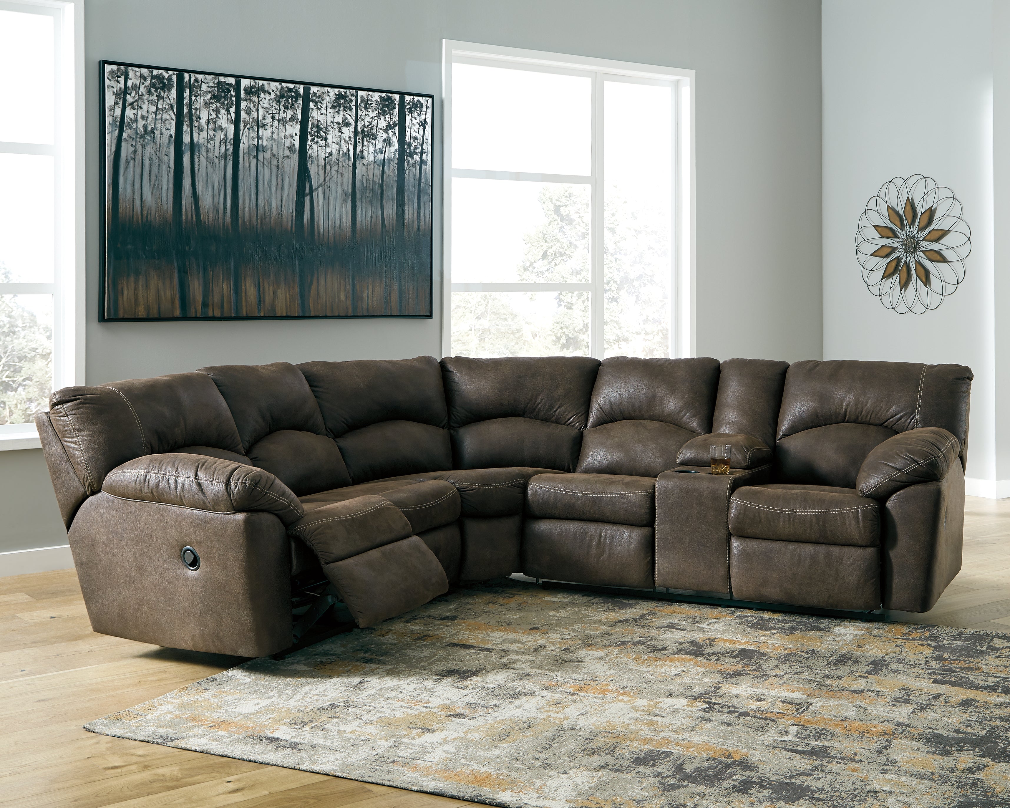 Leasing Furniture - Ashley Furniture - Tambo Sectional - 2-Piece Reclining Sectional / Canyon - 27802S1