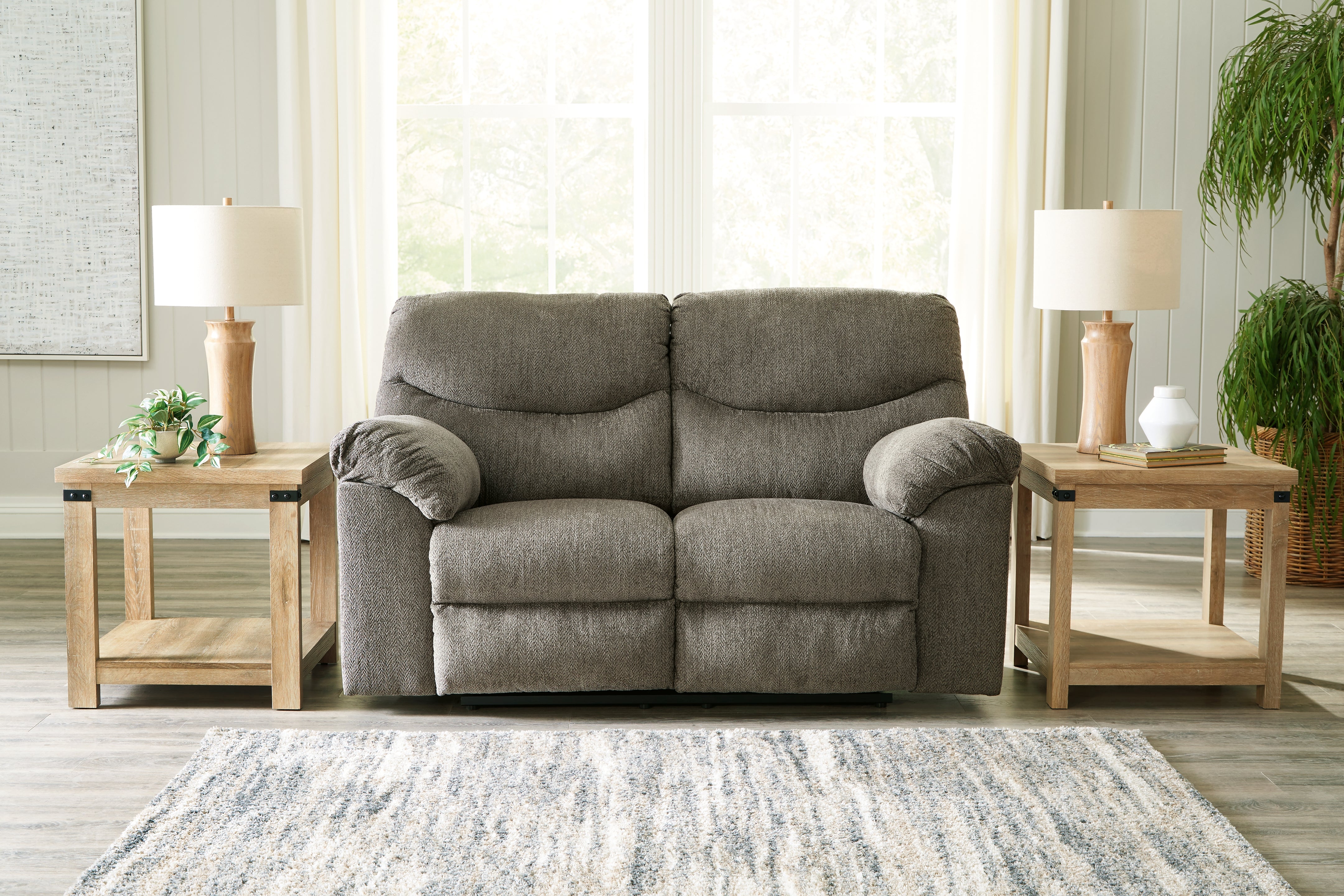 Leasing Furniture - Ashley Furniture - Alphons Living Room - Reclining Loveseat / Putty - 2820186