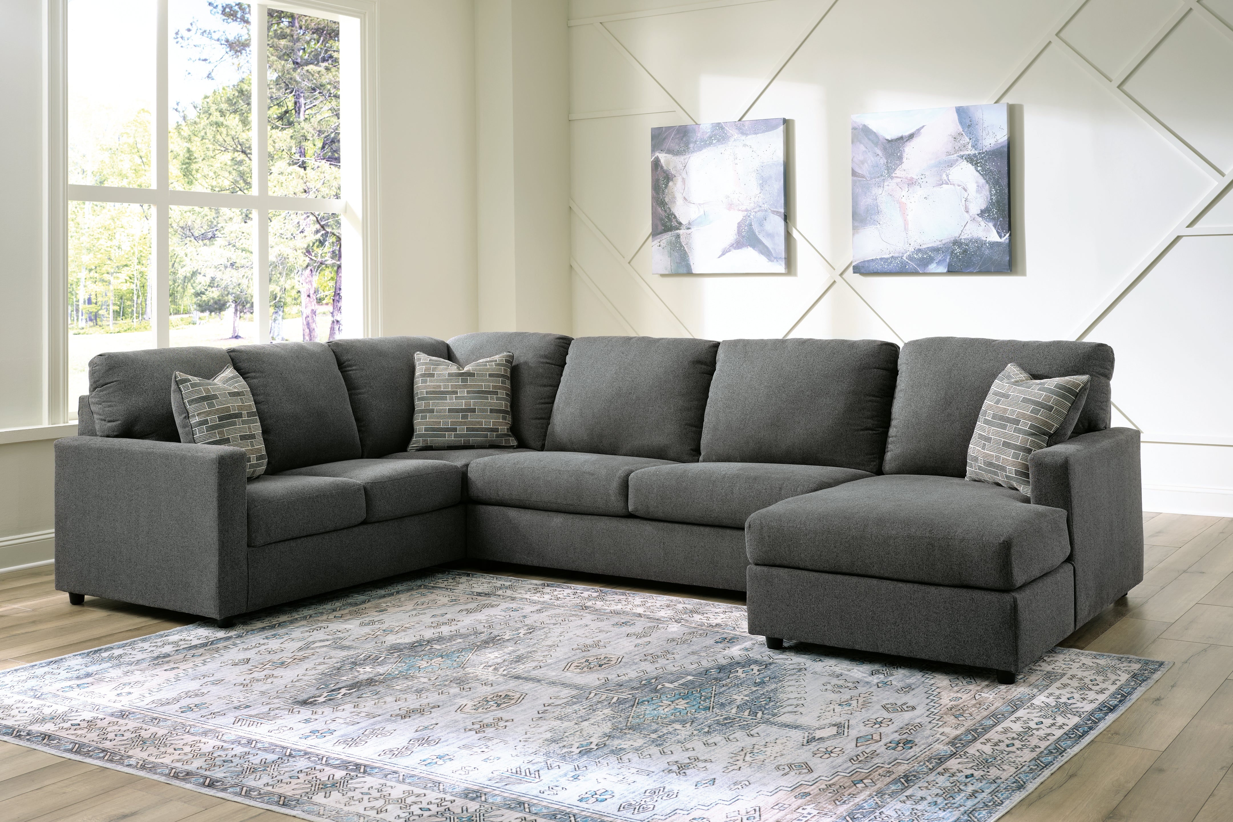 Leasing Furniture - Ashley Furniture - Edenfield Sectional - LAF 3-Piece Sectional with Chaise / Charcoal - 29003S2