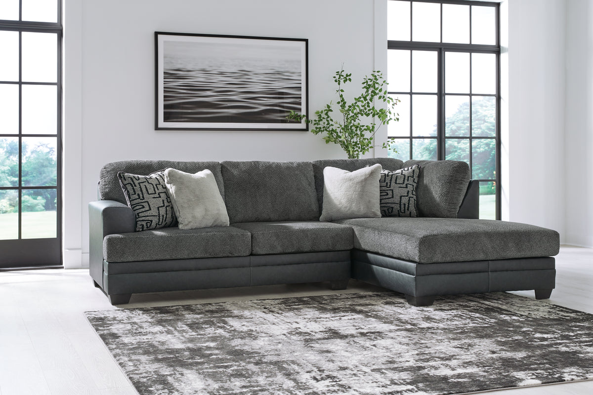 Leasing Furniture - Ashley Furniture - Brixley Pier Sectional - LAF 2-Piece Sectional with Chaise / Graphite - 29906S2
