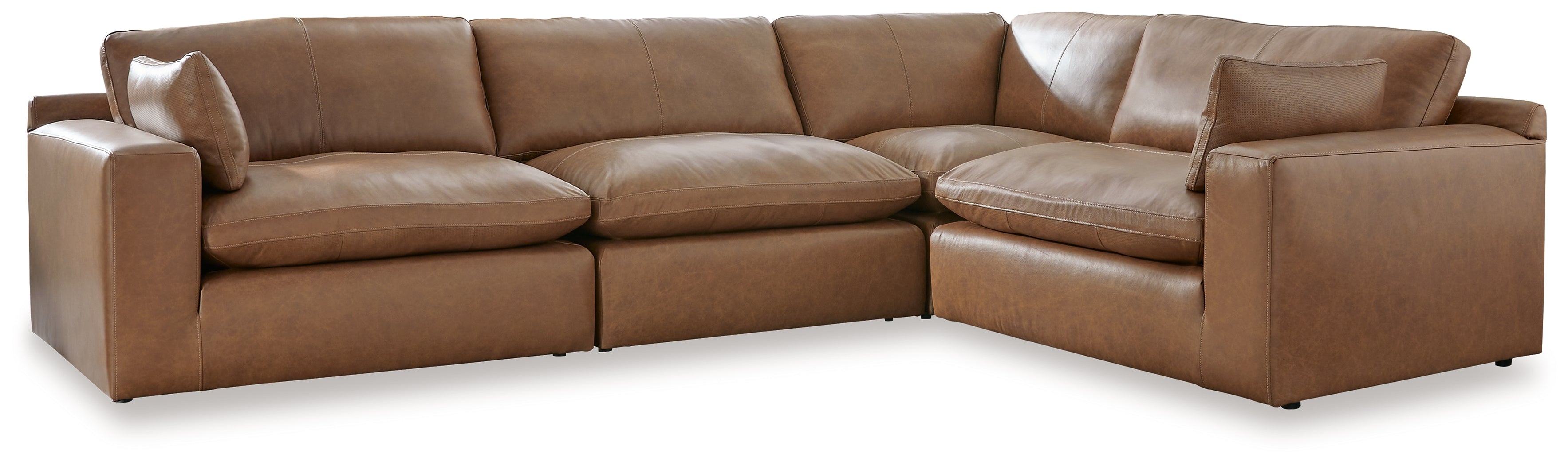 Leasing Furniture - Ashley Furniture - Emilia Sectional - RAF 4-Piece Sectional / Caramel - 30901S3