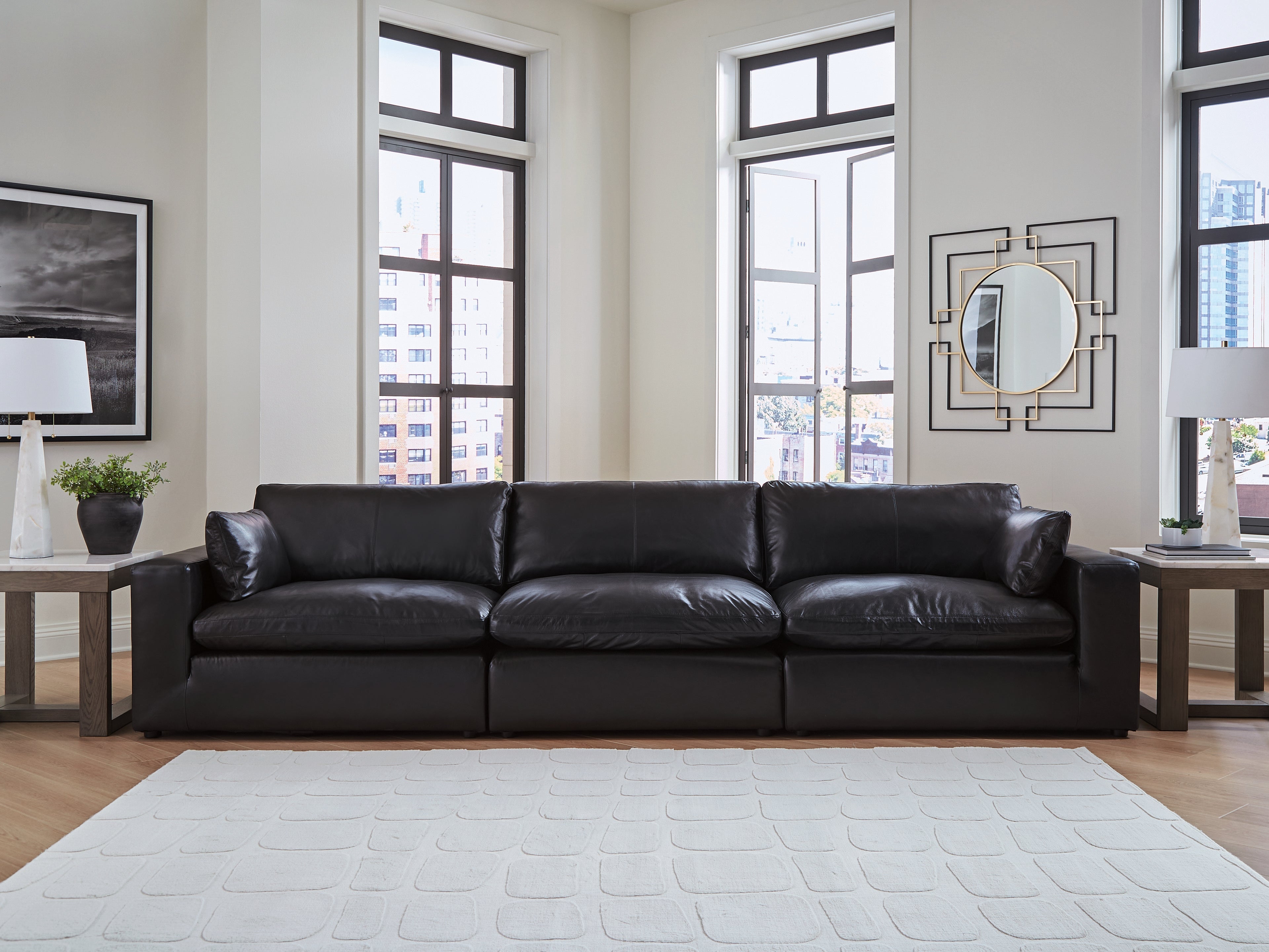 Leasing Furniture - Ashley Furniture - Emilia Sectional - RAF 3-Piece Sectional Sofa / Black - 30902S2