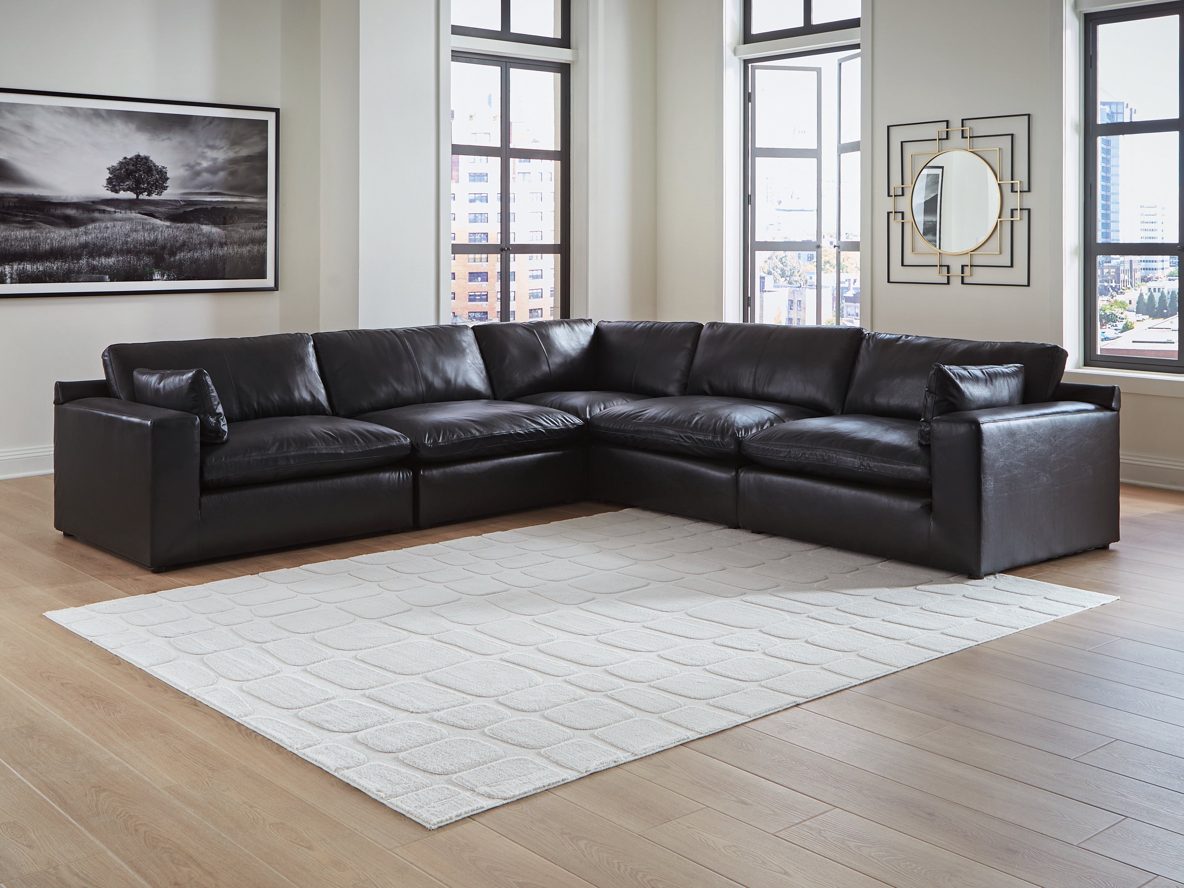 Leasing Furniture - Ashley Furniture - Emilia Sectional - RAF 5-Piece Sectional / Black - 30902S4