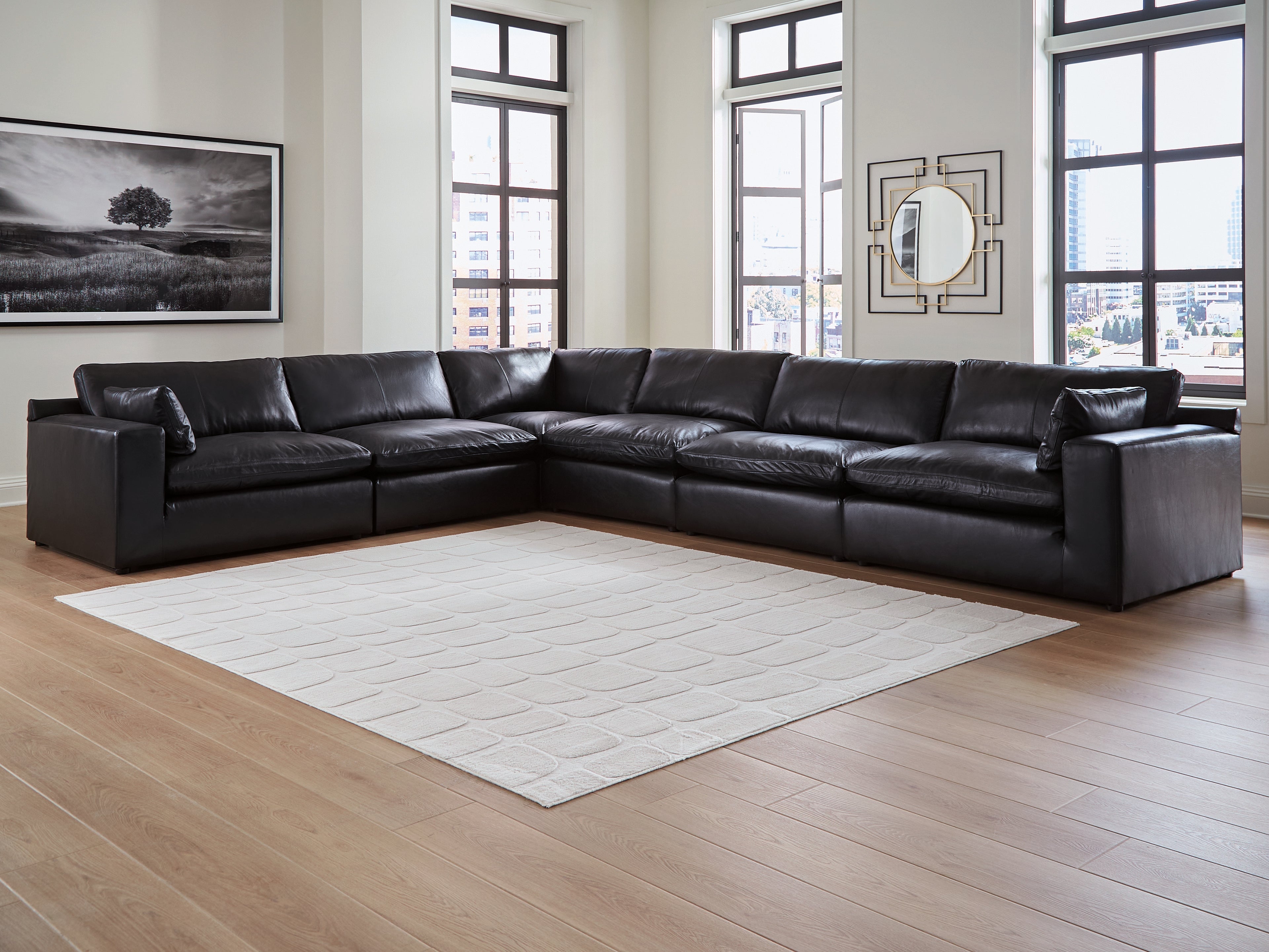 Leasing Furniture - Ashley Furniture - Emilia Sectional - RAF 6-Piece Sectional / Black - 30902S5