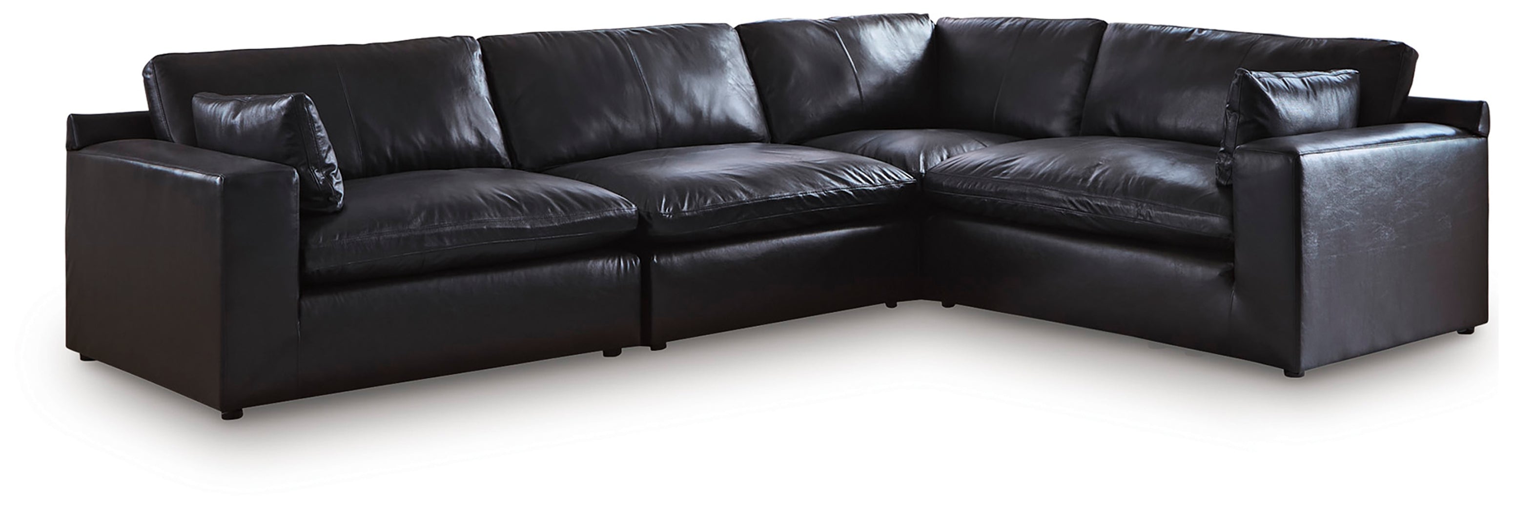 Leasing Furniture - Ashley Furniture - Emilia Sectional - RAF 4-Piece Sectional / Black - 30902S3