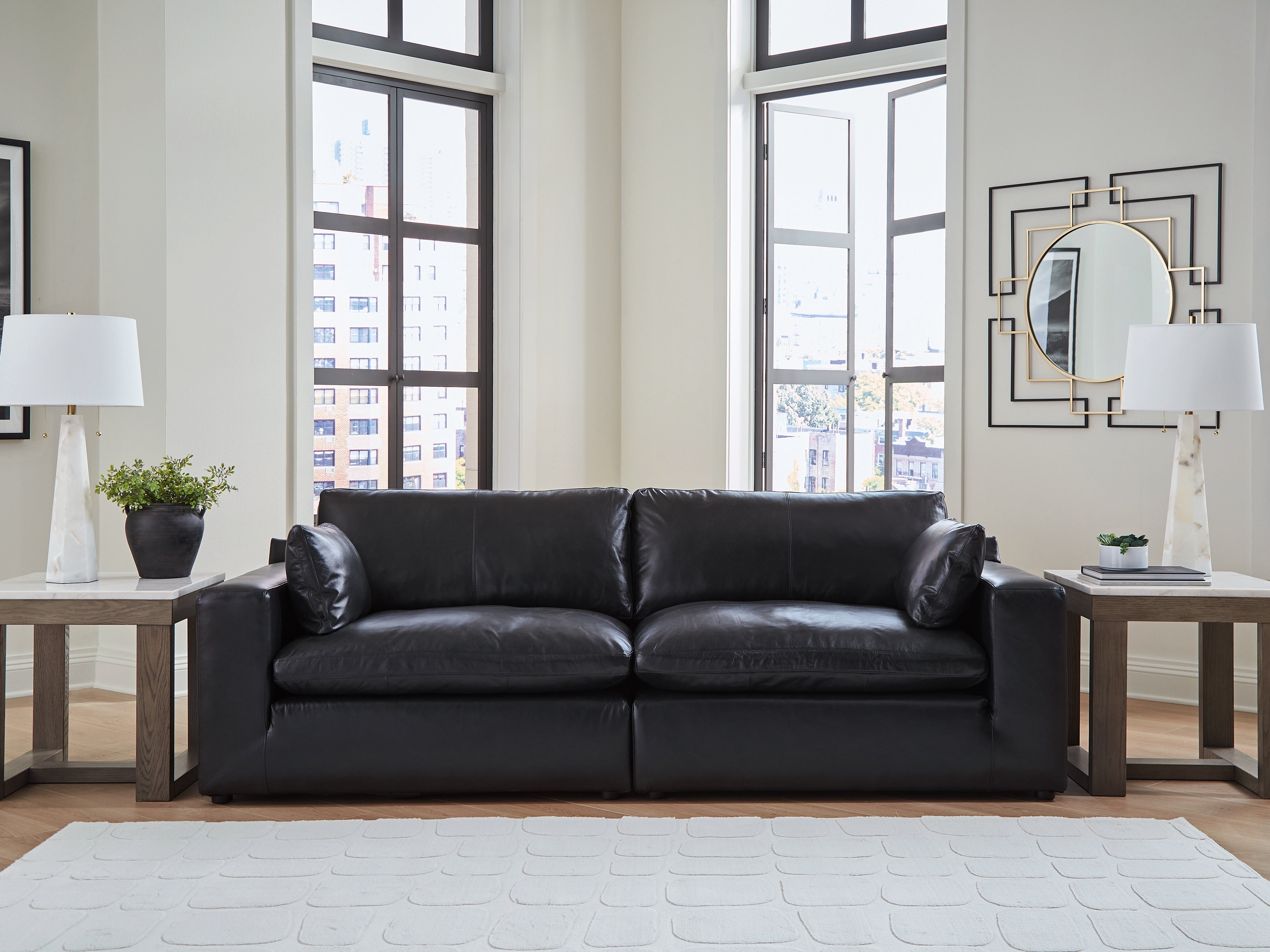 Leasing Furniture - Ashley Furniture - Emilia Sectional - RAF 2-Piece Sectional Loveseat / Black - 30902S1