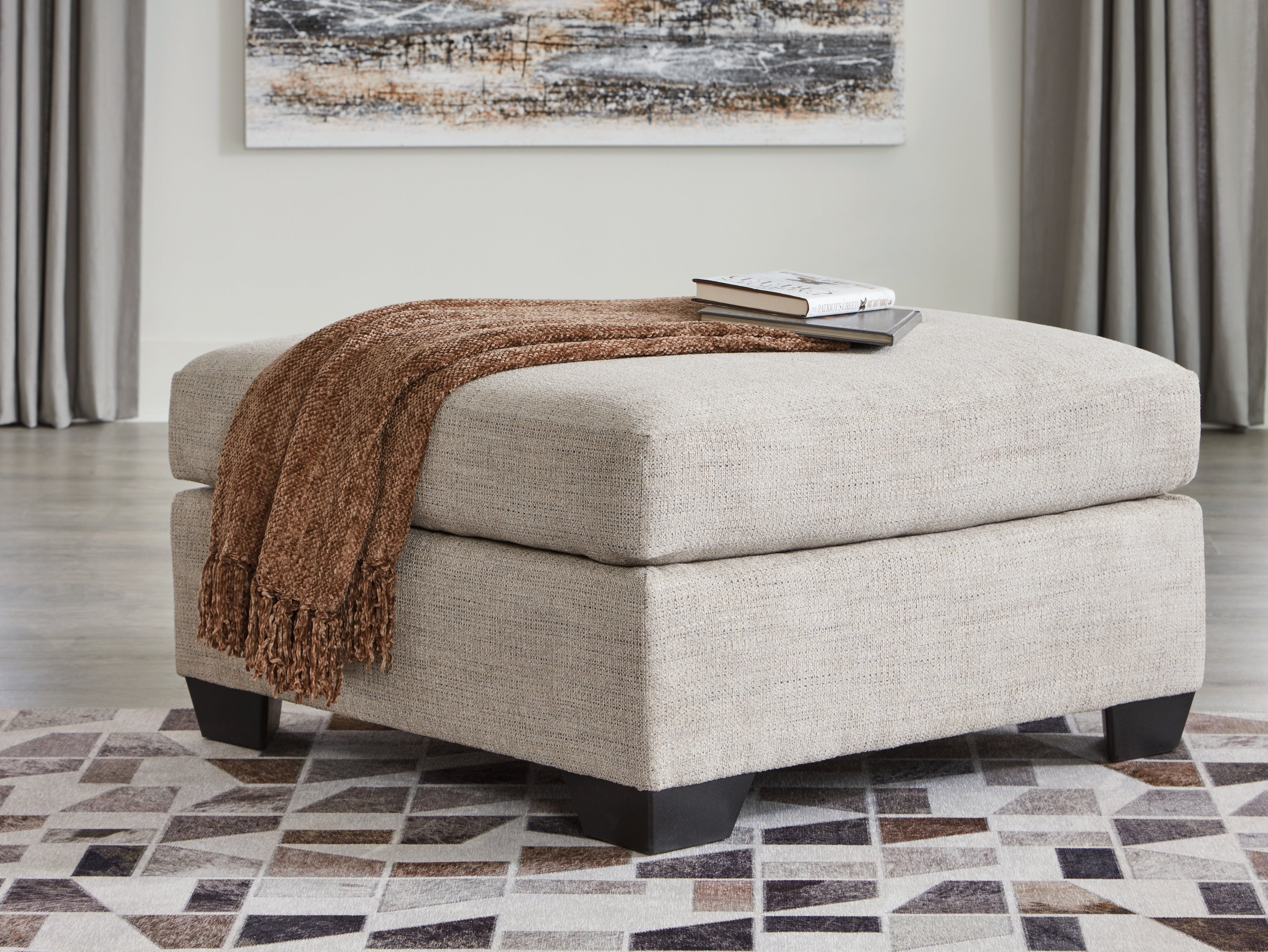 Leasing Furniture - Ashley Furniture - Mahoney Living Room - Oversized Accent Ottoman / Pebble - 3100408
