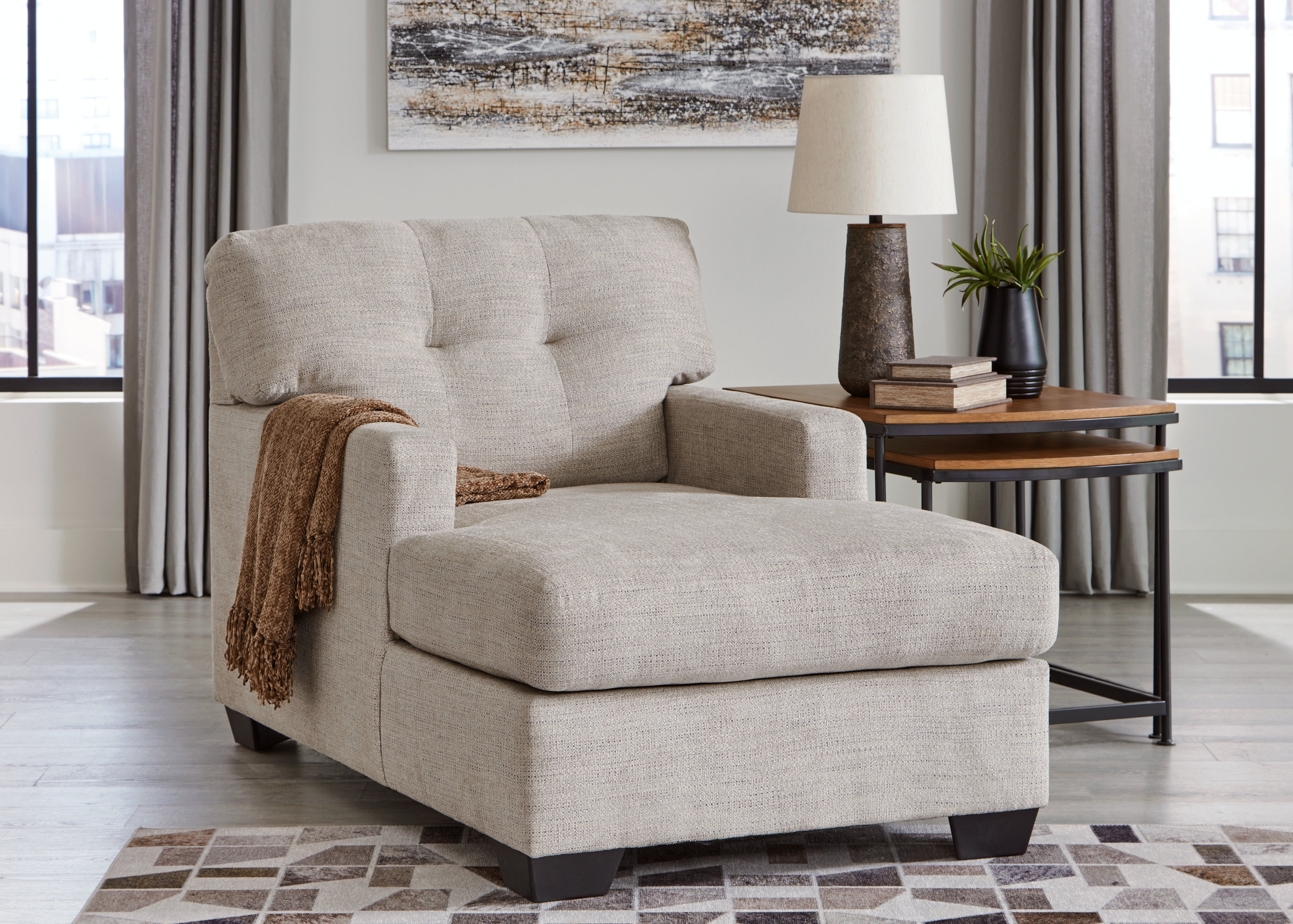 Leasing Furniture - Ashley Furniture - Mahoney Living Room - Chaise / Pebble - 3100415