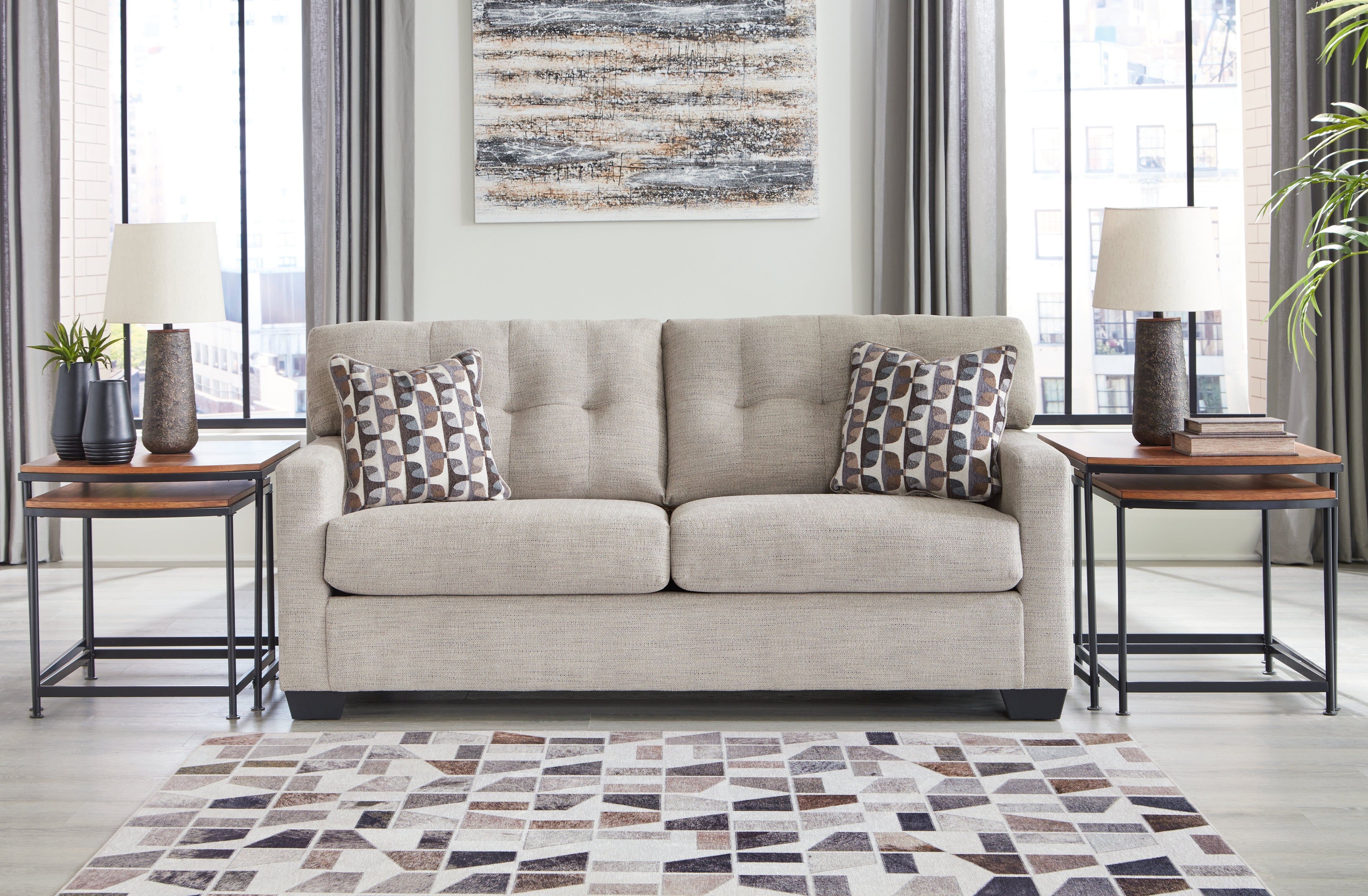 Leasing Furniture - Ashley Furniture - Mahoney Living Room - Sofa / Pebble - 3100438