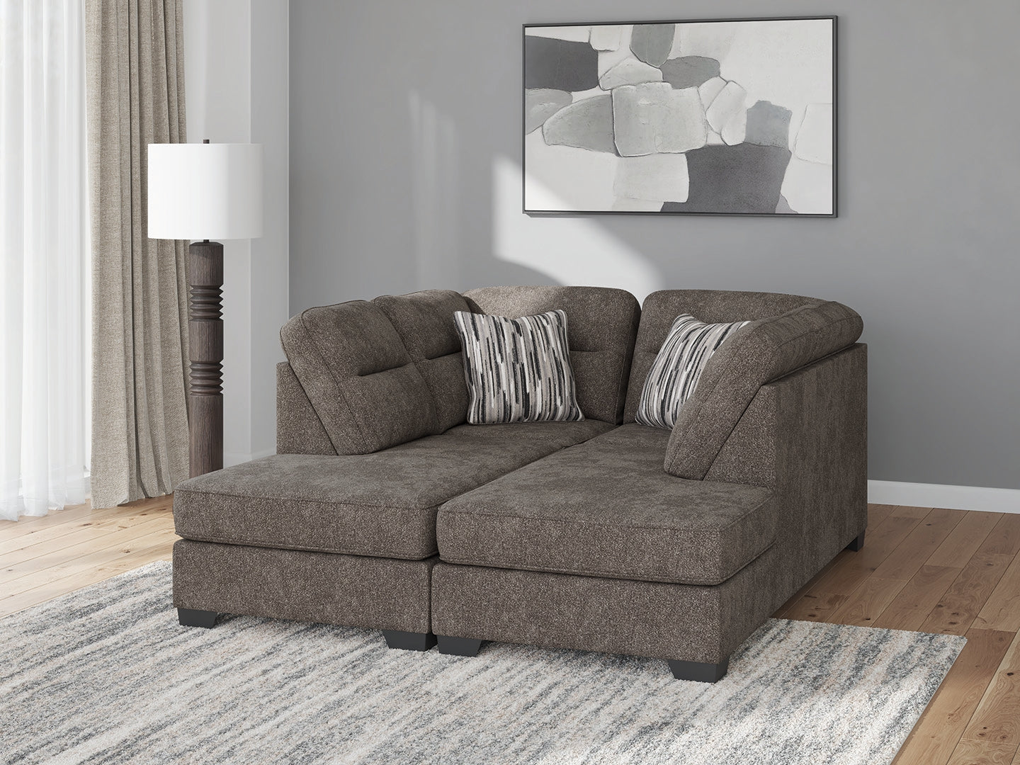 Leasing Furniture - Ashley Furniture - Olten Sectional - RAF 2-Piece Super Chaise / Graphite - 31305S3