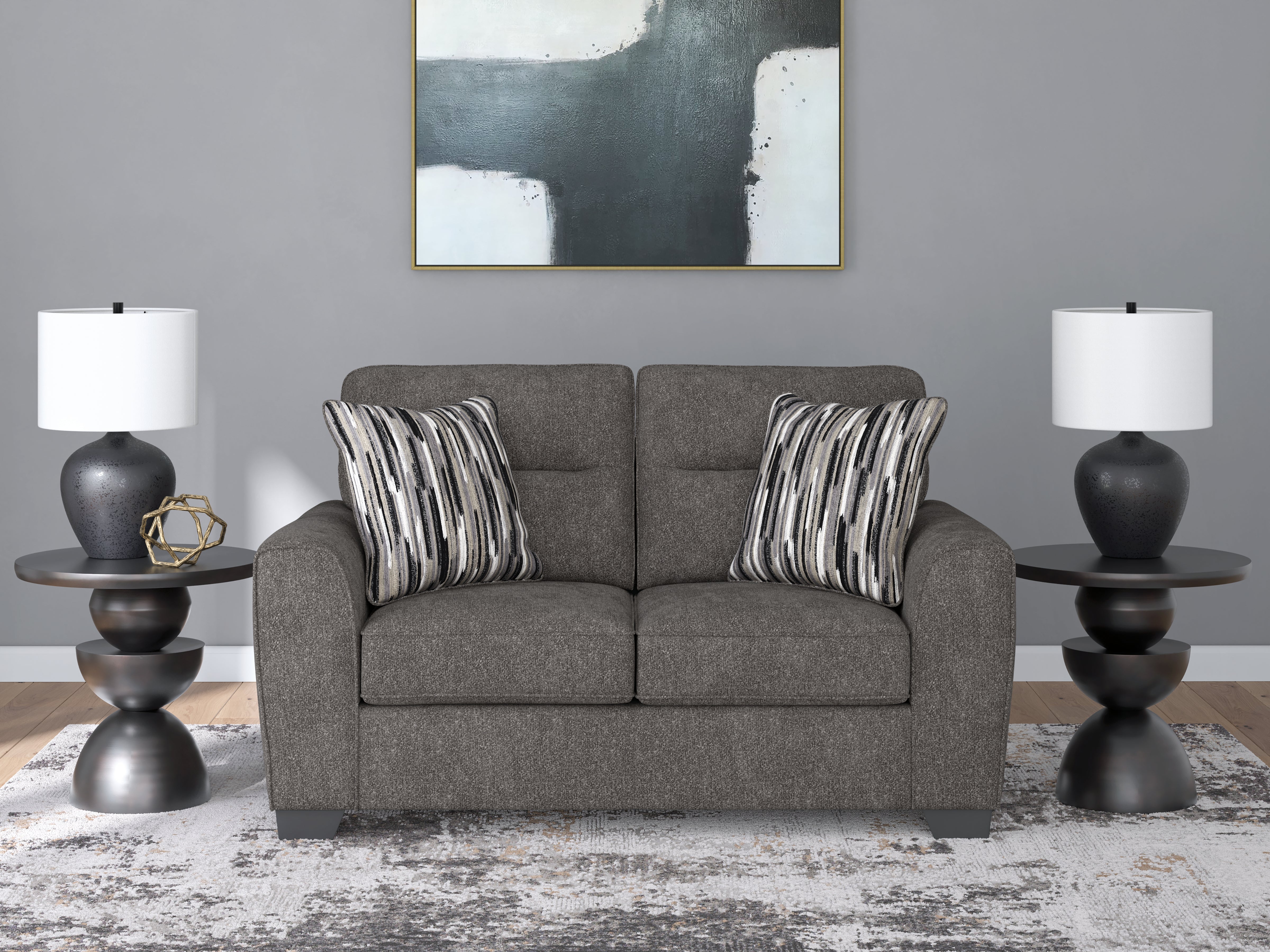 Leasing Furniture - Ashley Furniture - Olten Living Room - Loveseat / Graphite - 3130535