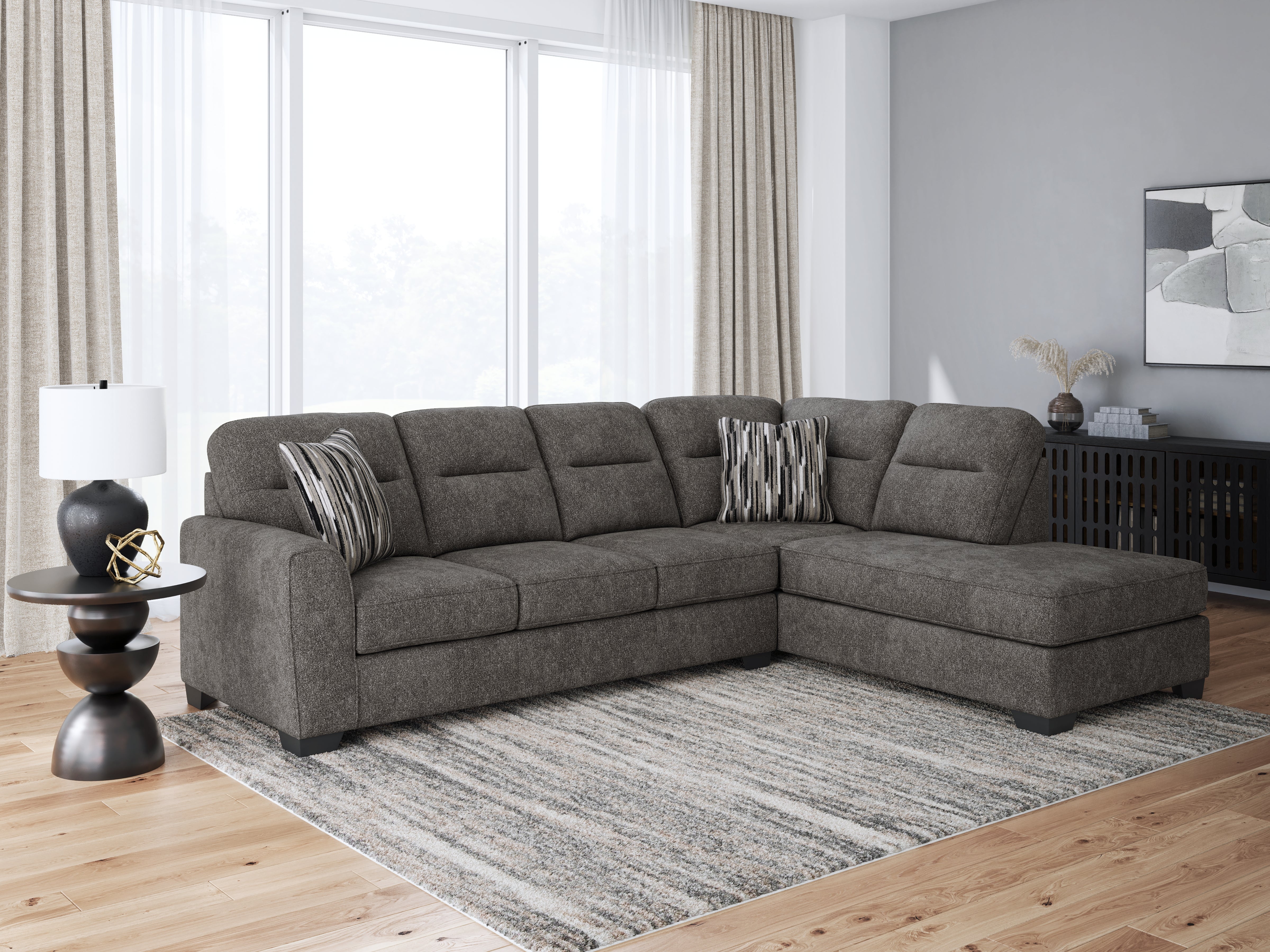 Leasing Furniture - Ashley Furniture - Olten Sectional - LAF 2-Piece Sectional with Chaise / Graphite - 31305S2