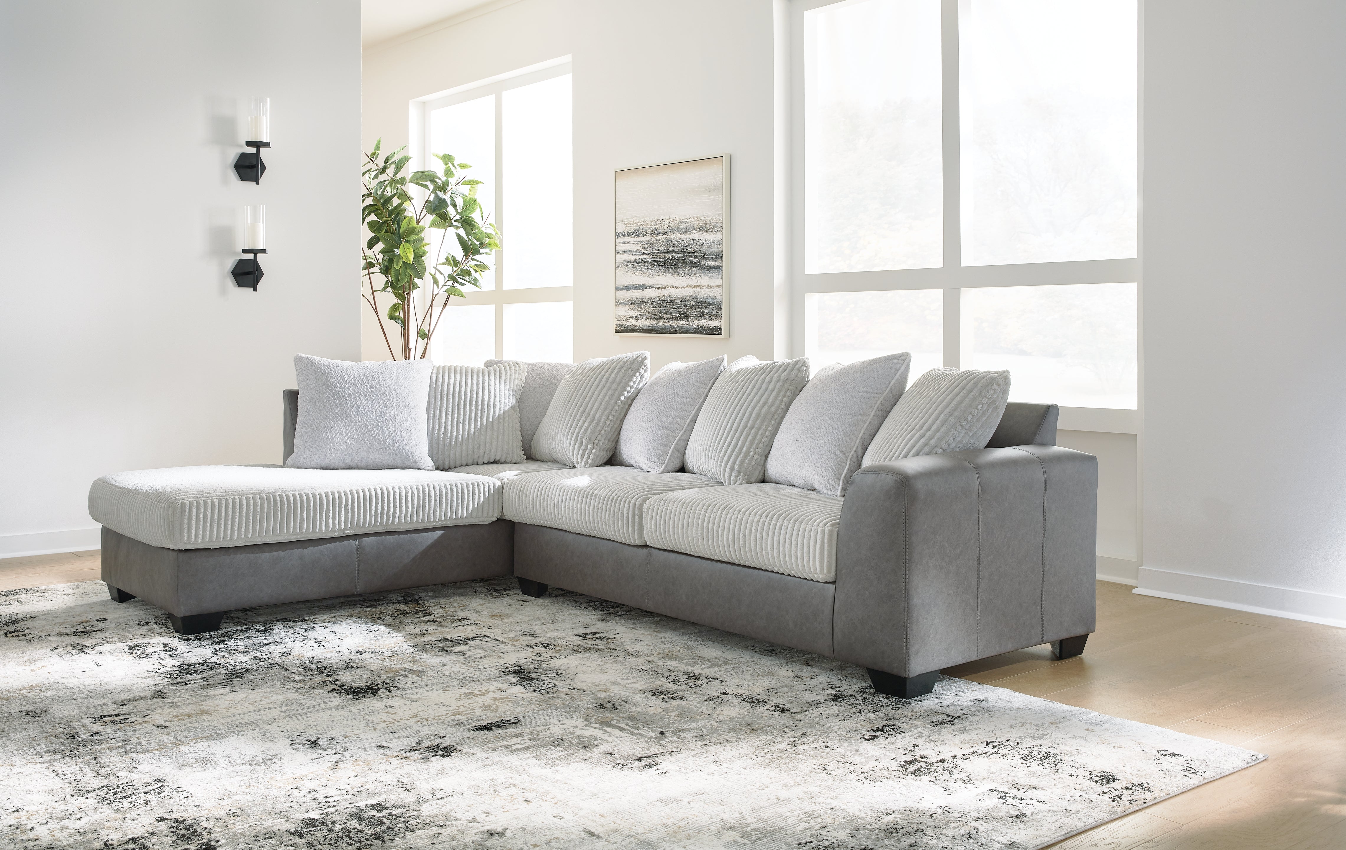 Leasing Furniture - Ashley Furniture - Clairette Court Sectional - LAF 2-Piece Sectional with Chaise / Alloy - 31503S2