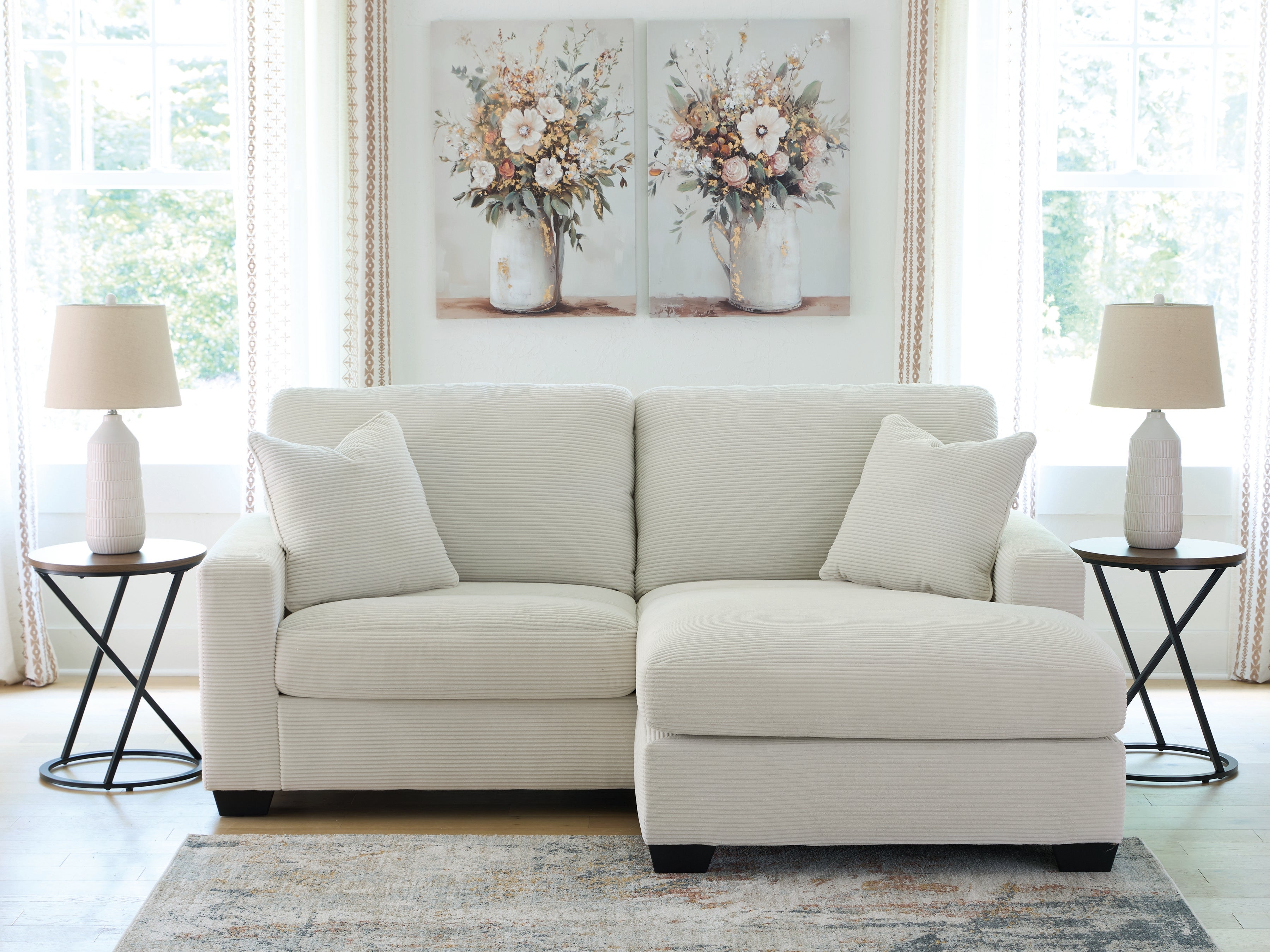 Leasing Furniture - Ashley Furniture - Greenbriar Living Room - Sofa Chaise / Ivory - PC3200618